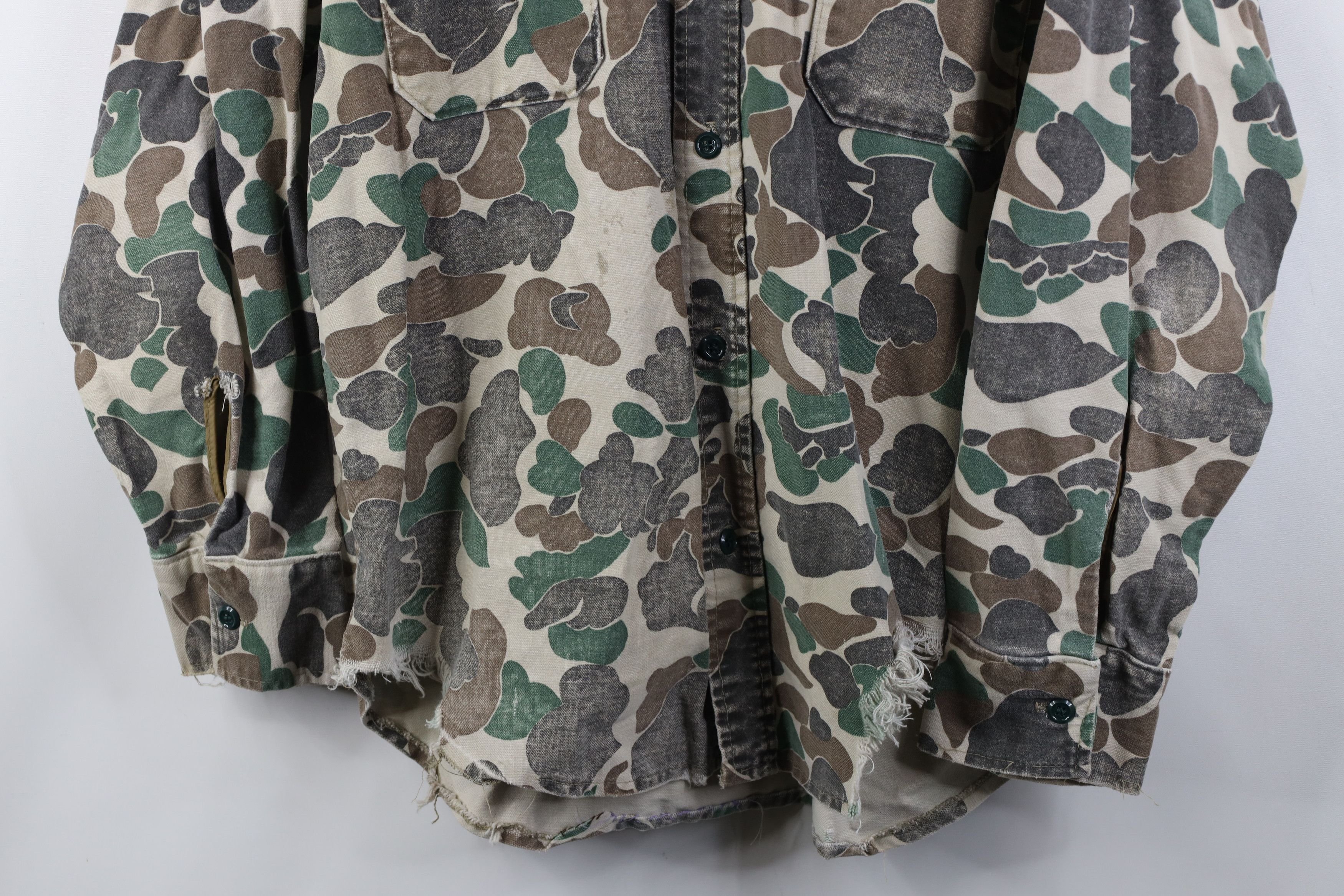 Vintage Vintage 70s Streetwear Camouflage Chamois Cloth Button Shirt Size US L / EU 52-54 / 3 - 3 Thumbnail