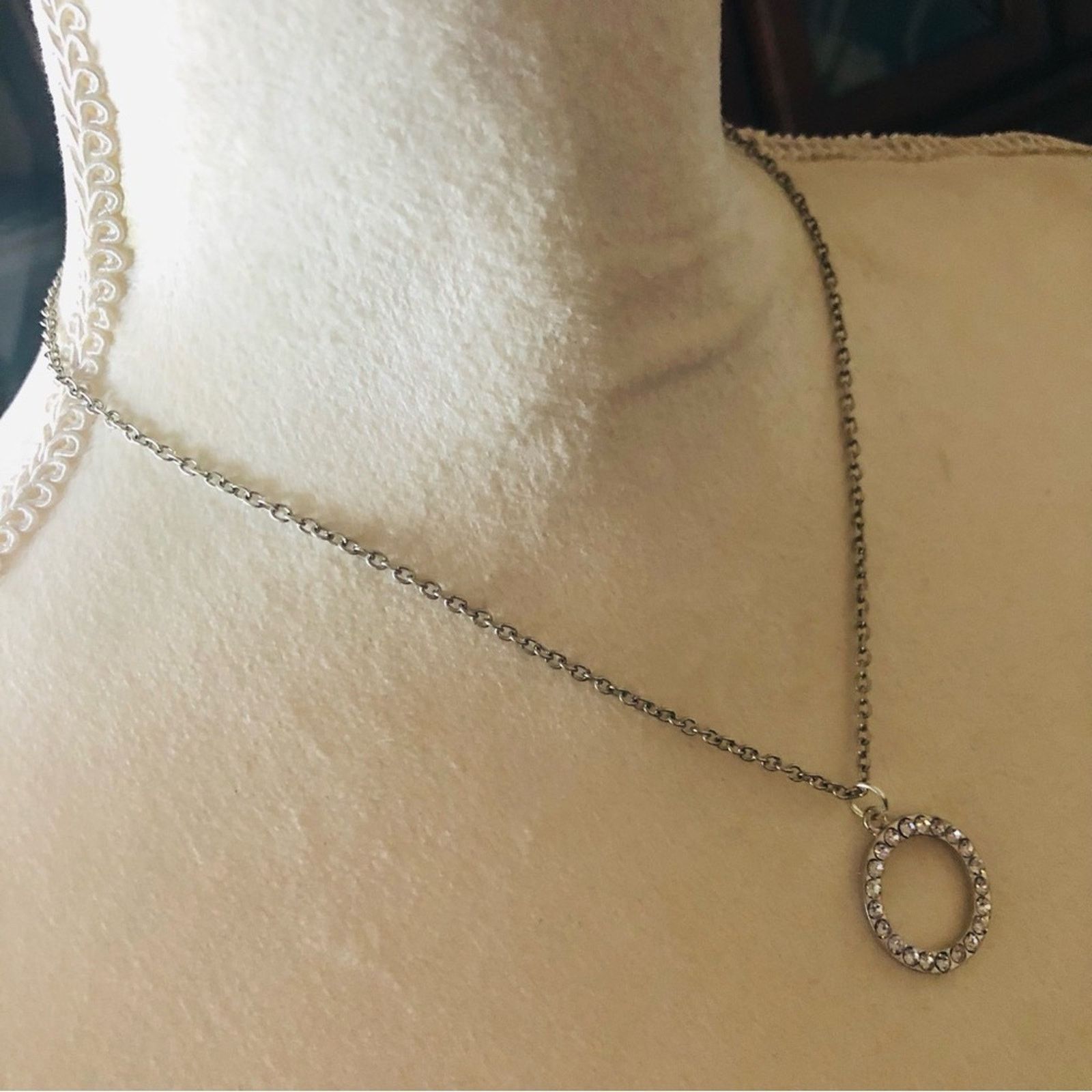 Jewelry Clear rhinestone ring pendant on chain necklace Size ONE SIZE - 4 Thumbnail
