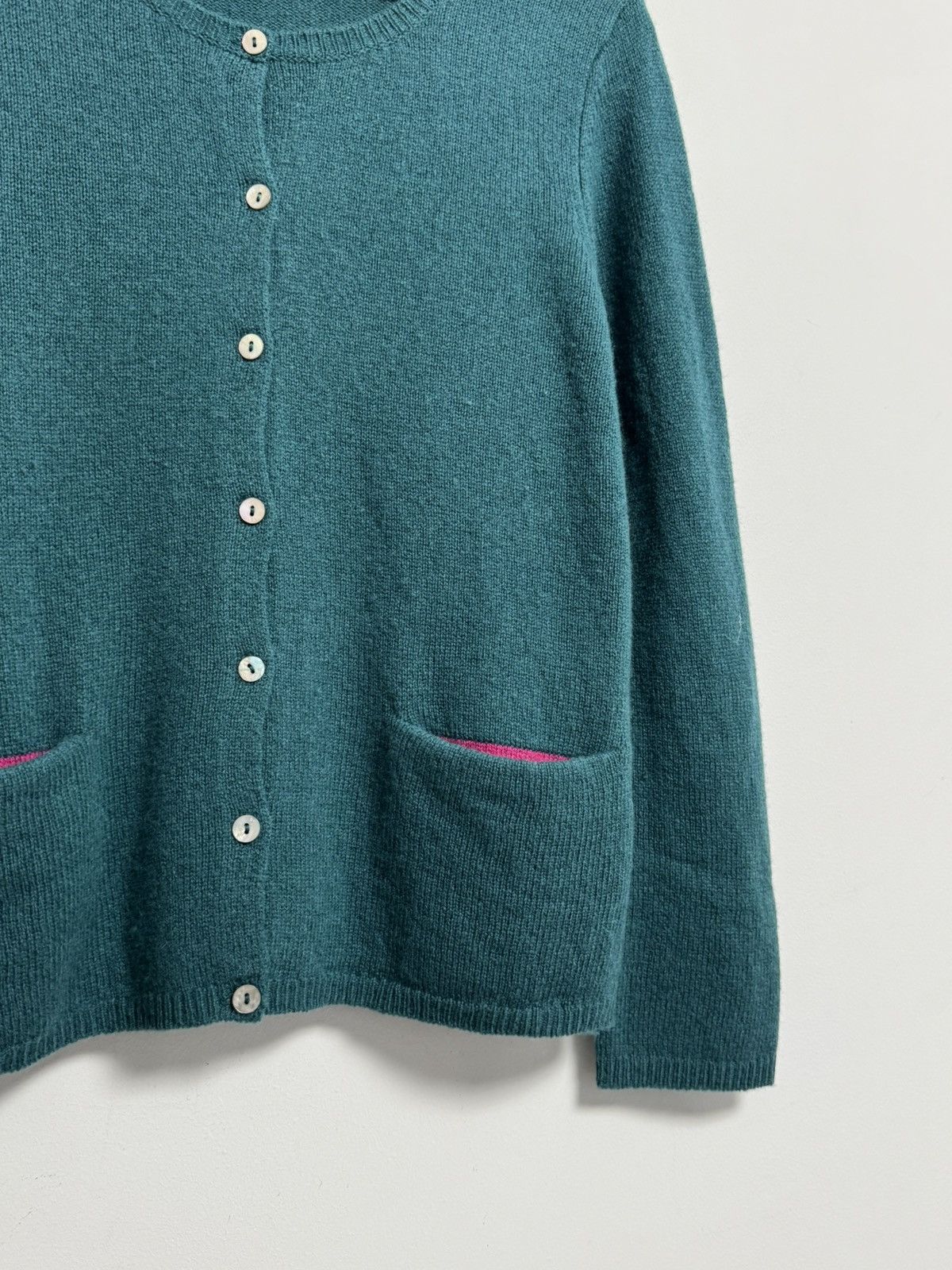 Gudrun Sjoden Gudrun Sjoden Cardigan Knit Sweater Wool Green Pink Pocket M Size M / US 6-8 / IT 42-44 - 3 Thumbnail