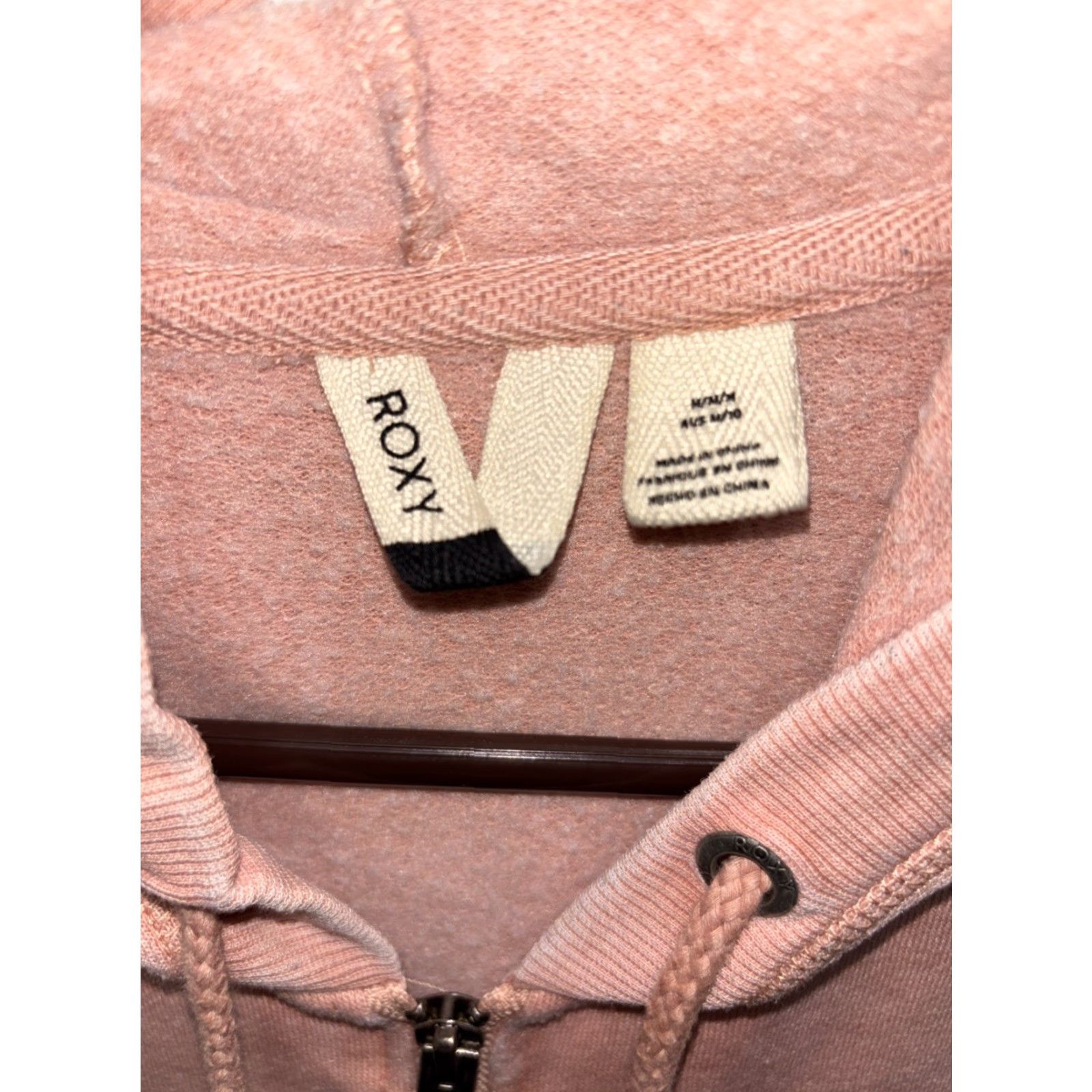 Vintage ROXY Pink Hooded Full Zip Jacket M Cotton Polyester Double Graphic Pockets Jacket Size M / US 6-8 / IT 42-44 - 3 Thumbnail