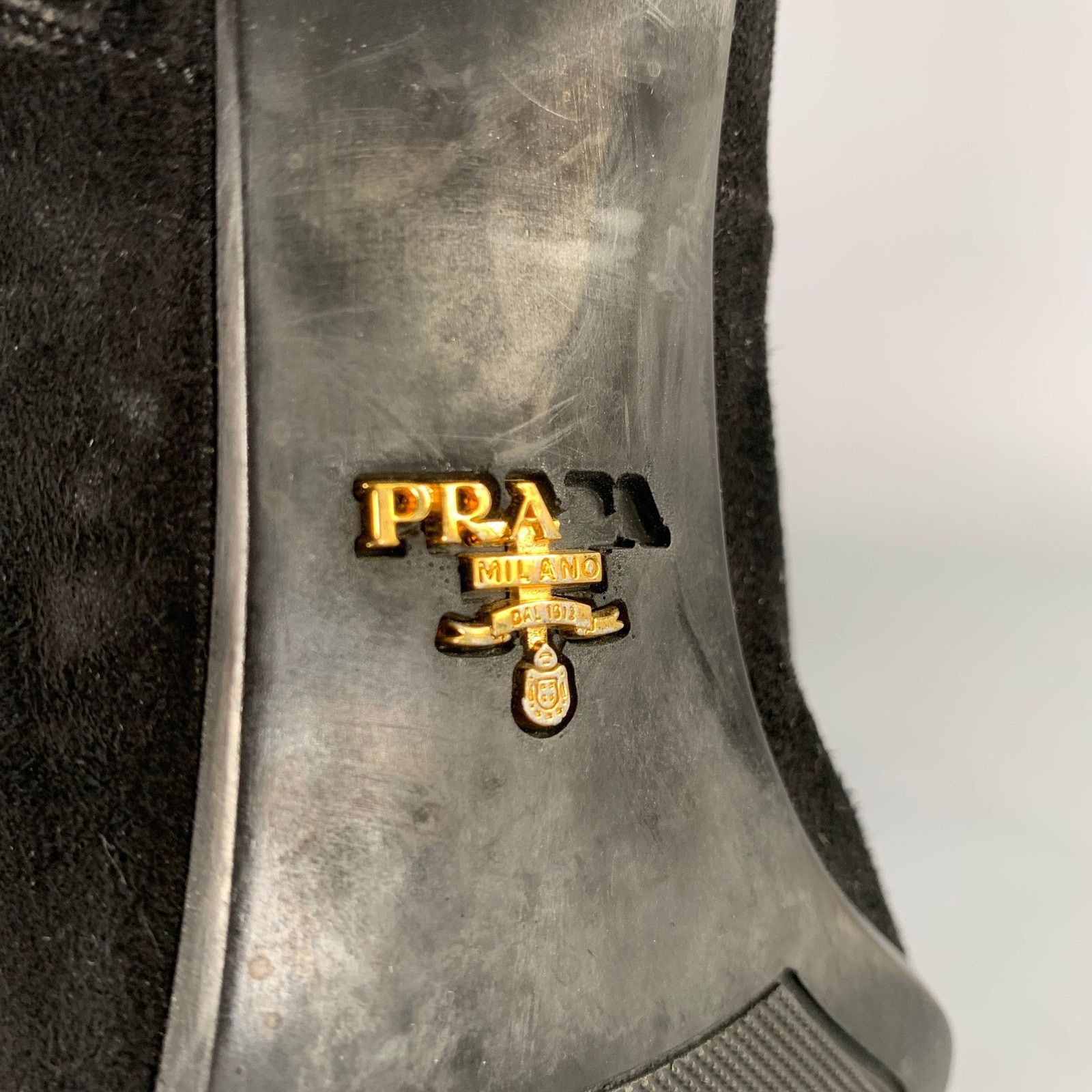 Prada PRADA Size 7.5 Black Suede Textured Side Zipper Boots Size US 7.5 / IT 37.5 - 7 Thumbnail