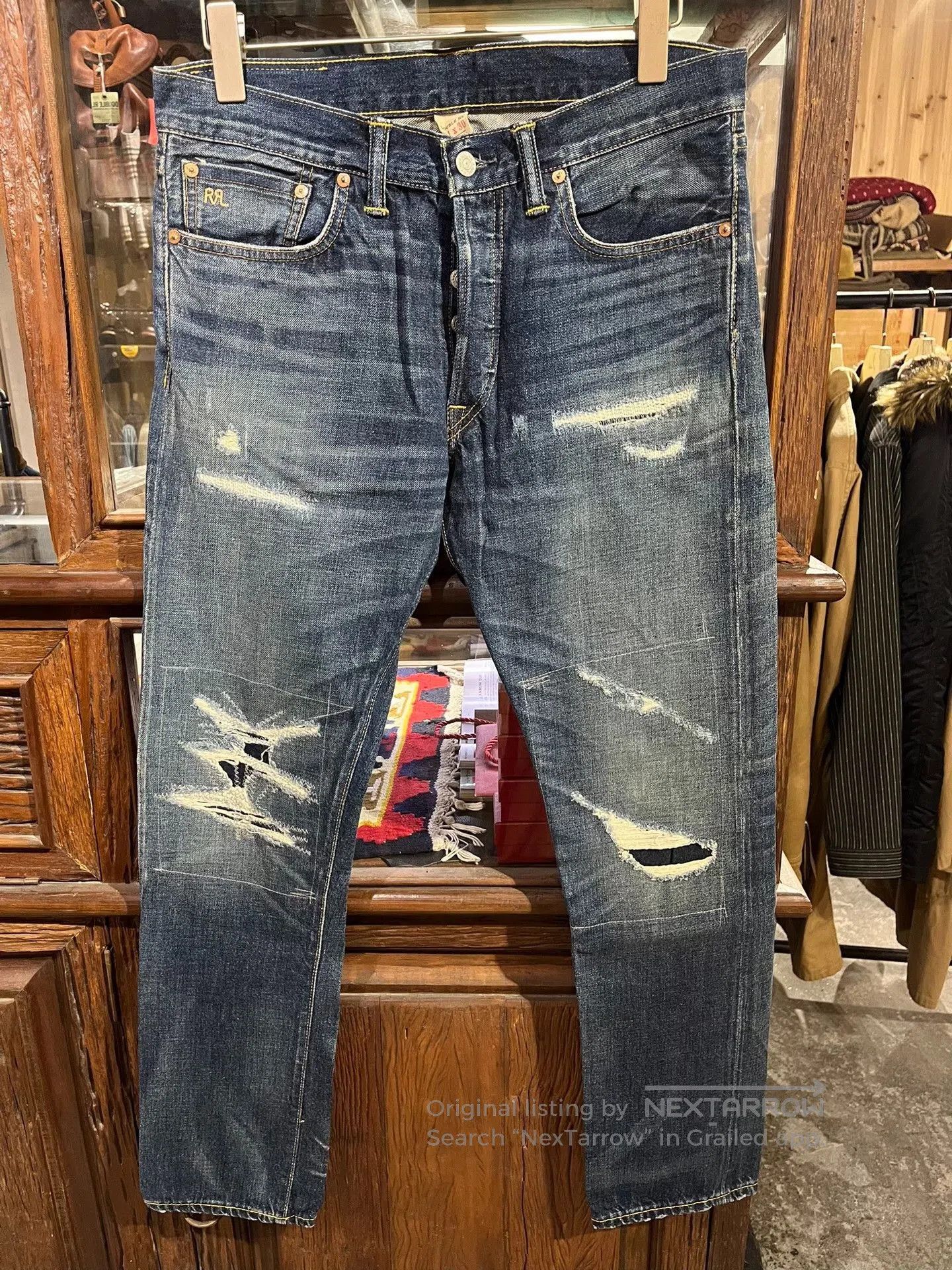 RRL Ralph Lauren RRL Distressed Patched Vintage Jeans. Size US 31 - 1 Thumbnail