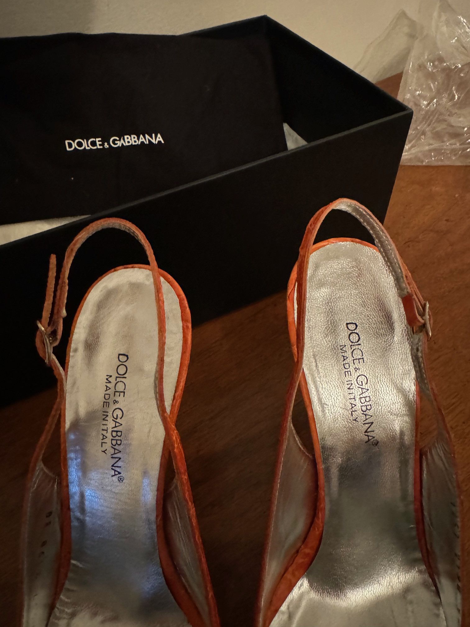 Dolce & Gabbana Orange Crocodile Heels Size US 8 / IT 38 - 5 Thumbnail