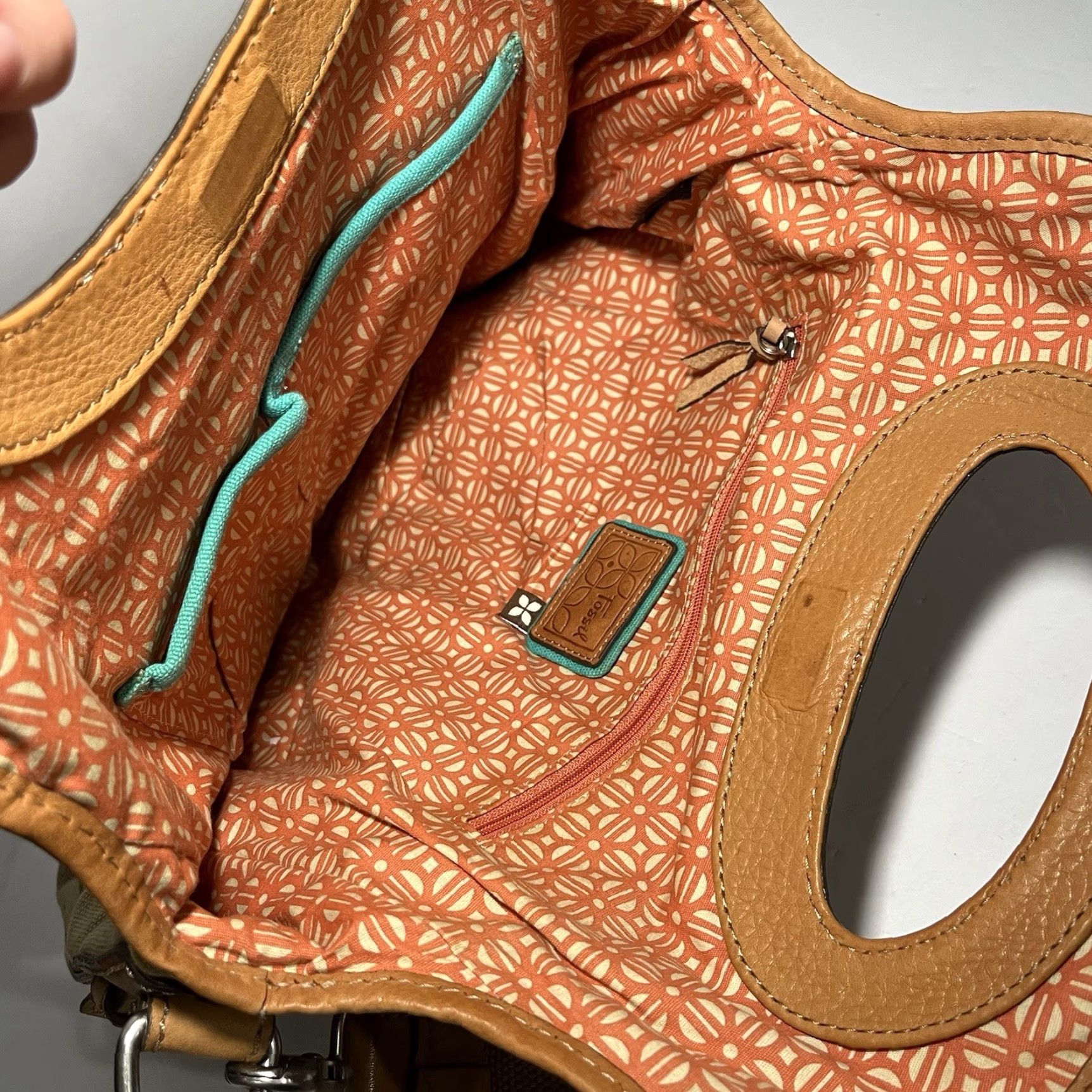 Fossil Fossil Key Purse Satchel Bag Large Canvas Tote Tan Floral Bohemian With Strap - Fossil Satchel Bag, Bohemian Floral Canvas Tote, Key Purse, Tan Strap Size ONE SIZE - 7 Thumbnail