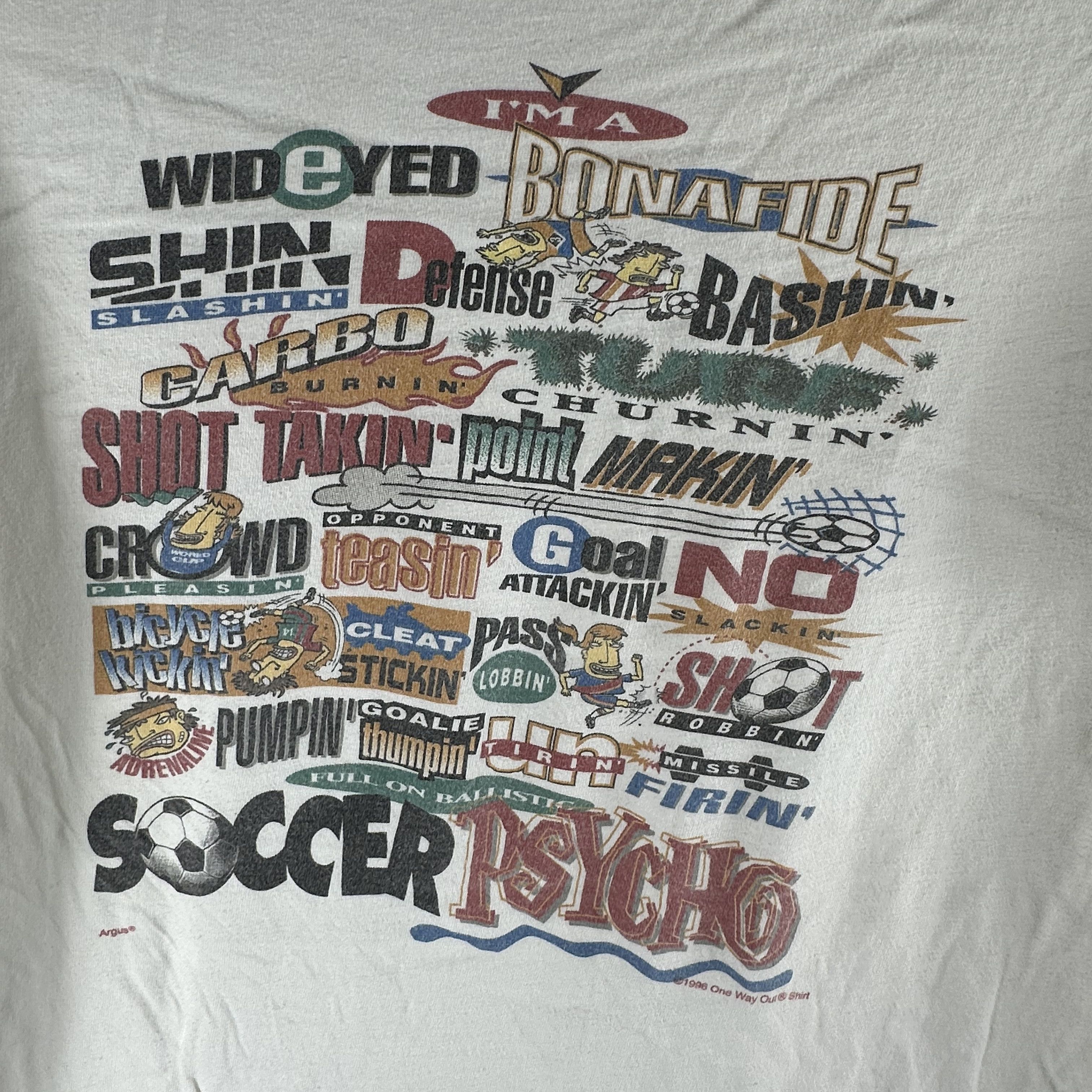 Vintage ​1996 I'm A Full On Ballistic Soccer Psycho Artwork T-shirt Size US L / EU 52-54 / 3 - 2 Thumbnail