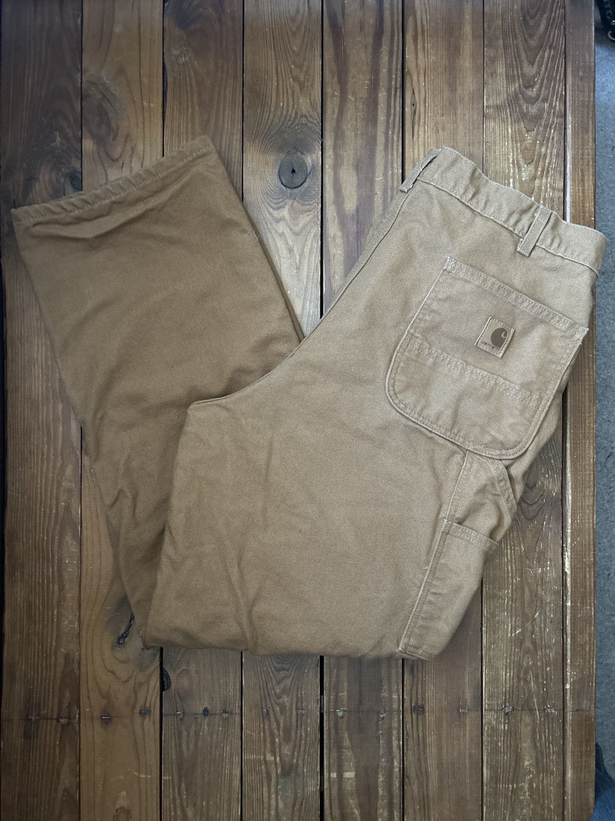 Vintage Carhartt Flannel Lined Tan Carpenter Work Pants