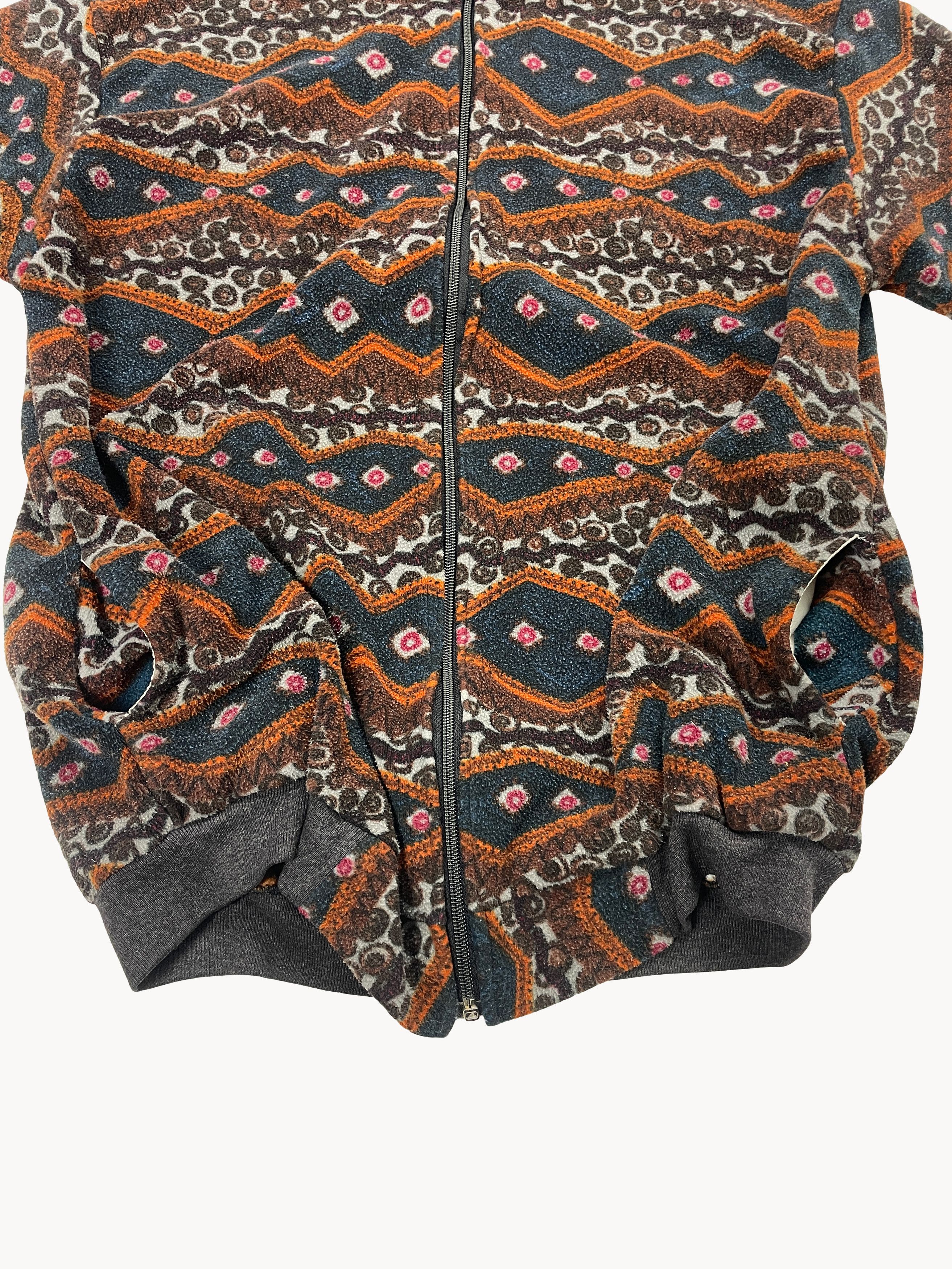 Vintage Vintage 90s Lemon Line Aztec Geometric Zip Fleece Jacket L Size US L / EU 52-54 / 3 - 3 Thumbnail