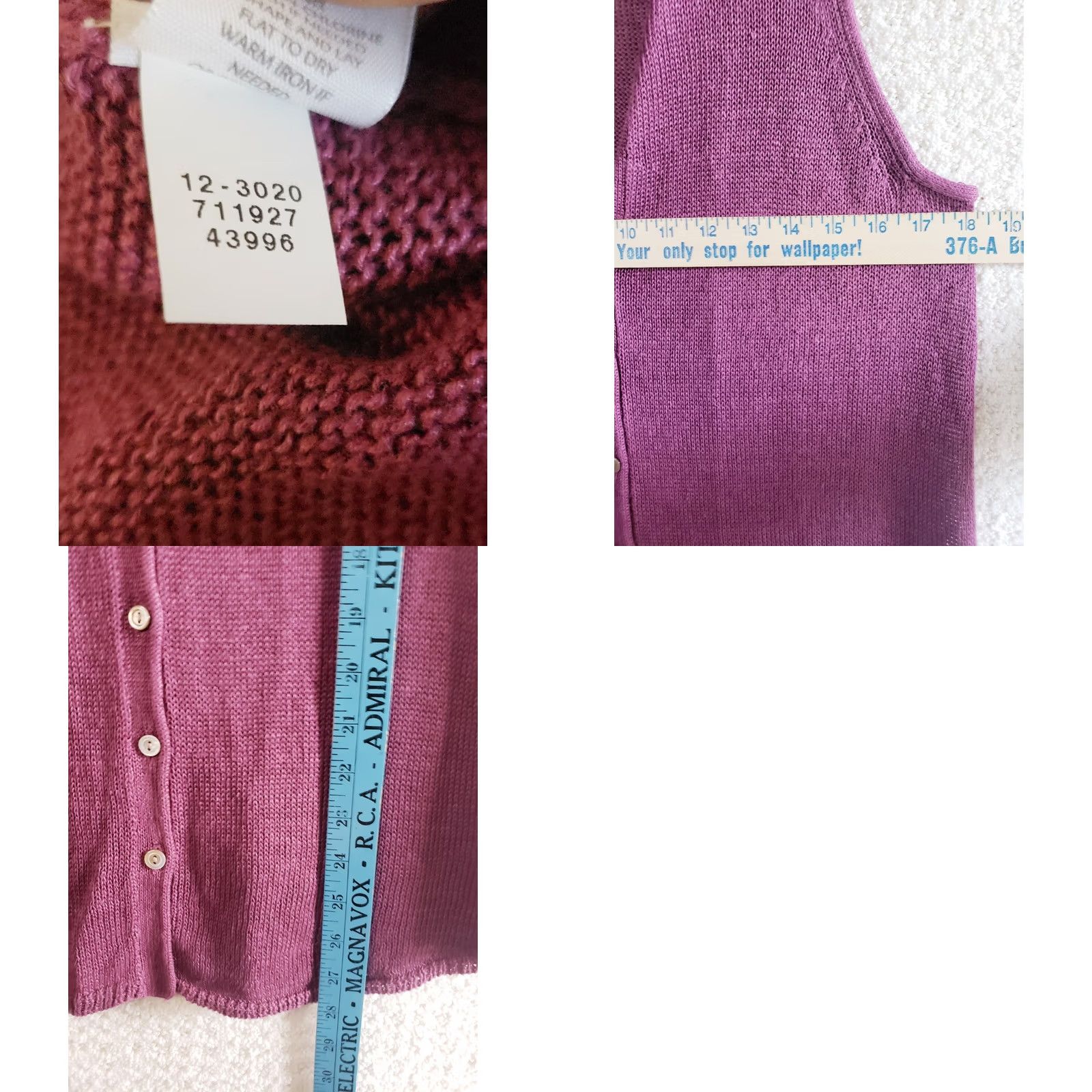 J. Jill J.Jill Cardigan Vest Purple Size M Linen Rayon Button Front Women Sweater Top Button Front Casual Travel Workwear Size M / US 6-8 / IT 42-44 - 8 Thumbnail