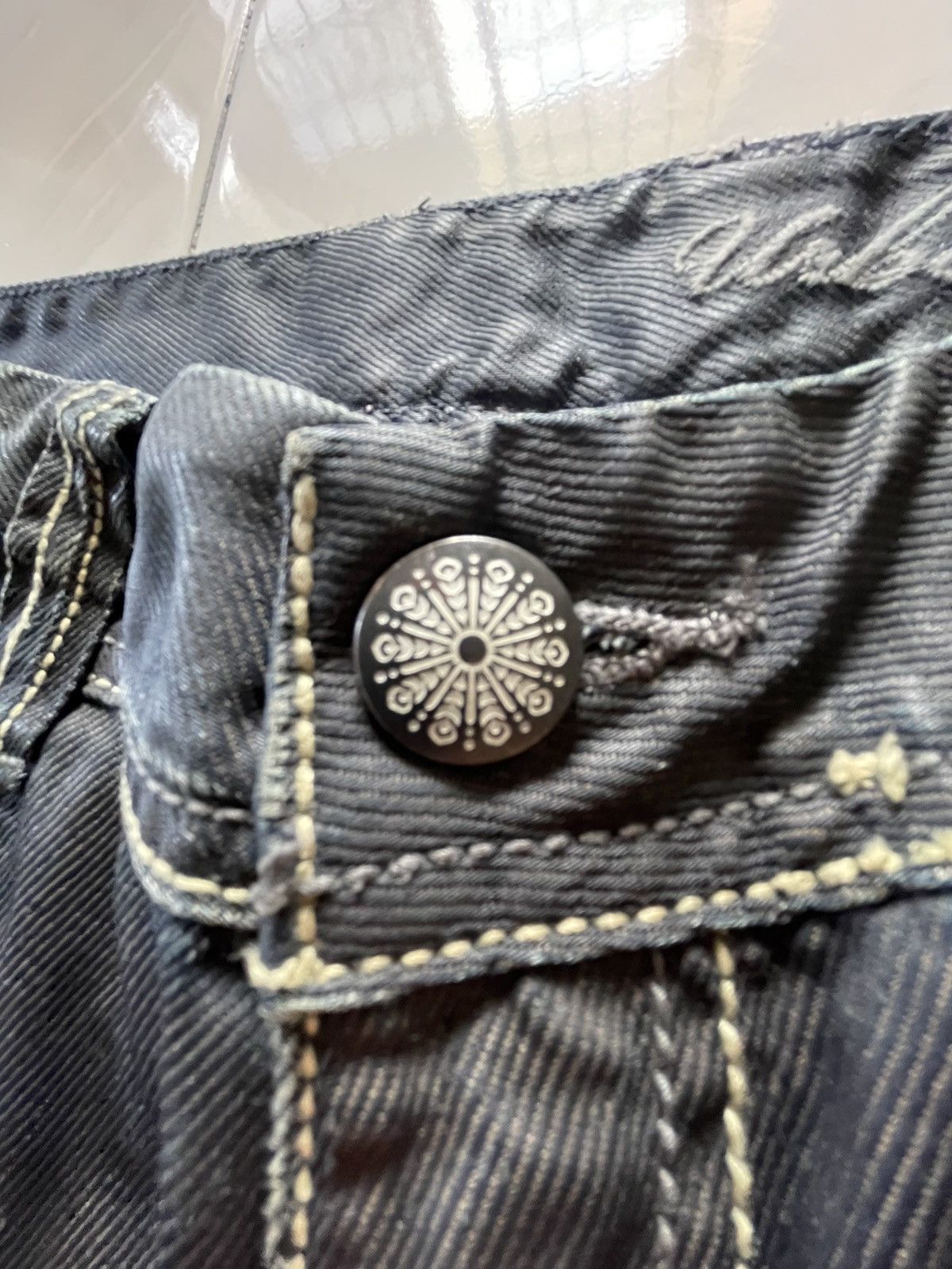 GOSTAR DE FUGA × semanticdesign Urban Craft Waxed Coated Contrast Triple Stitch Jeans Size US 30 / EU 46 - 14 Thumbnail