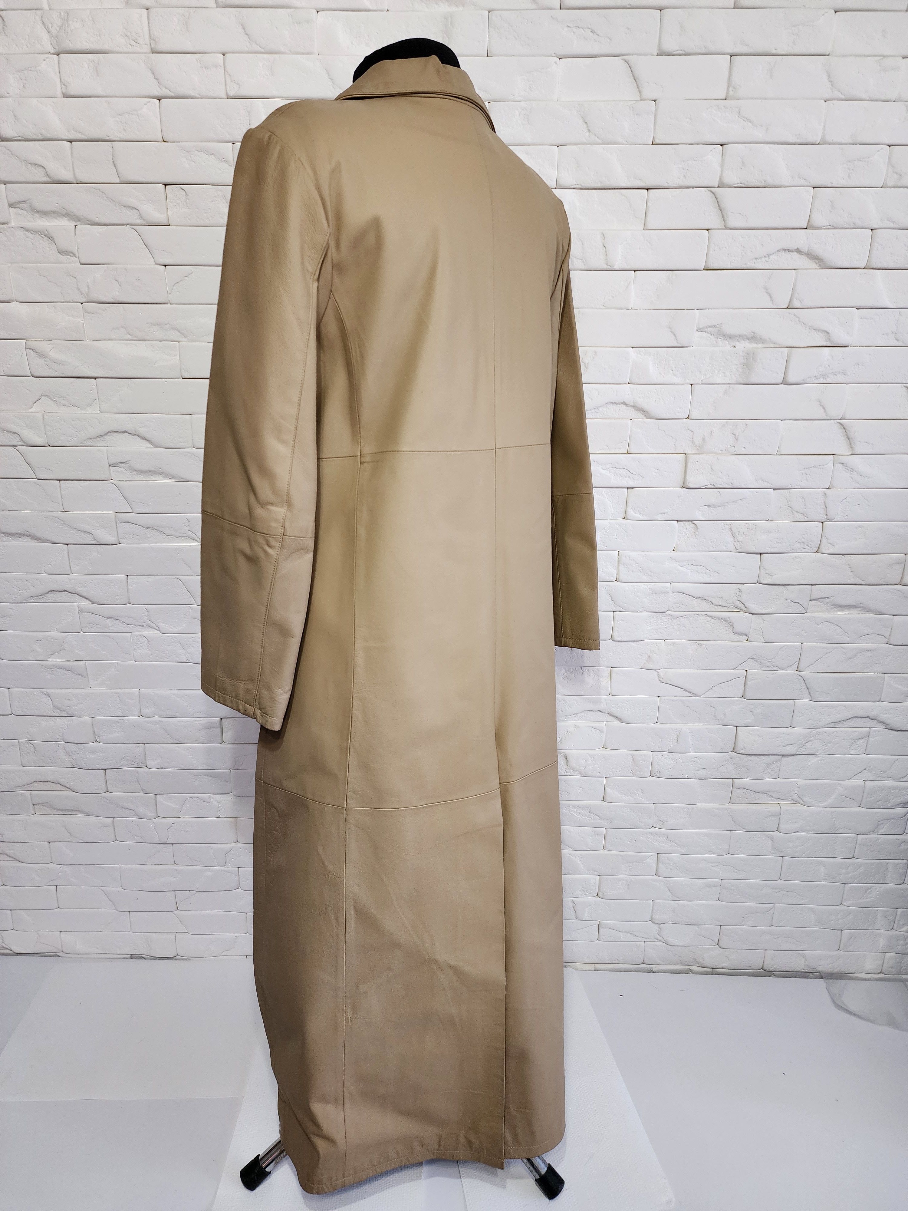 Genuine Leather Beige simple leather coat. Size XL / US 12-14 / IT 48-50 - 7 Thumbnail