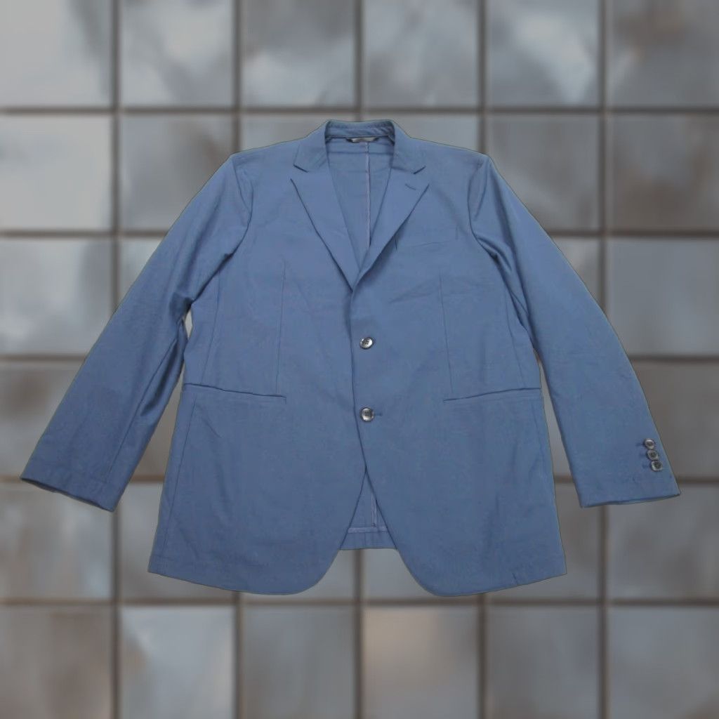 Vintage Sene Blazer Mens 40 Blue Soho Stretch Flex Tech Single-Breasted 2-Button Notch Lapel Jacket Coat Casual Business Travel Size 40R - 1 Thumbnail