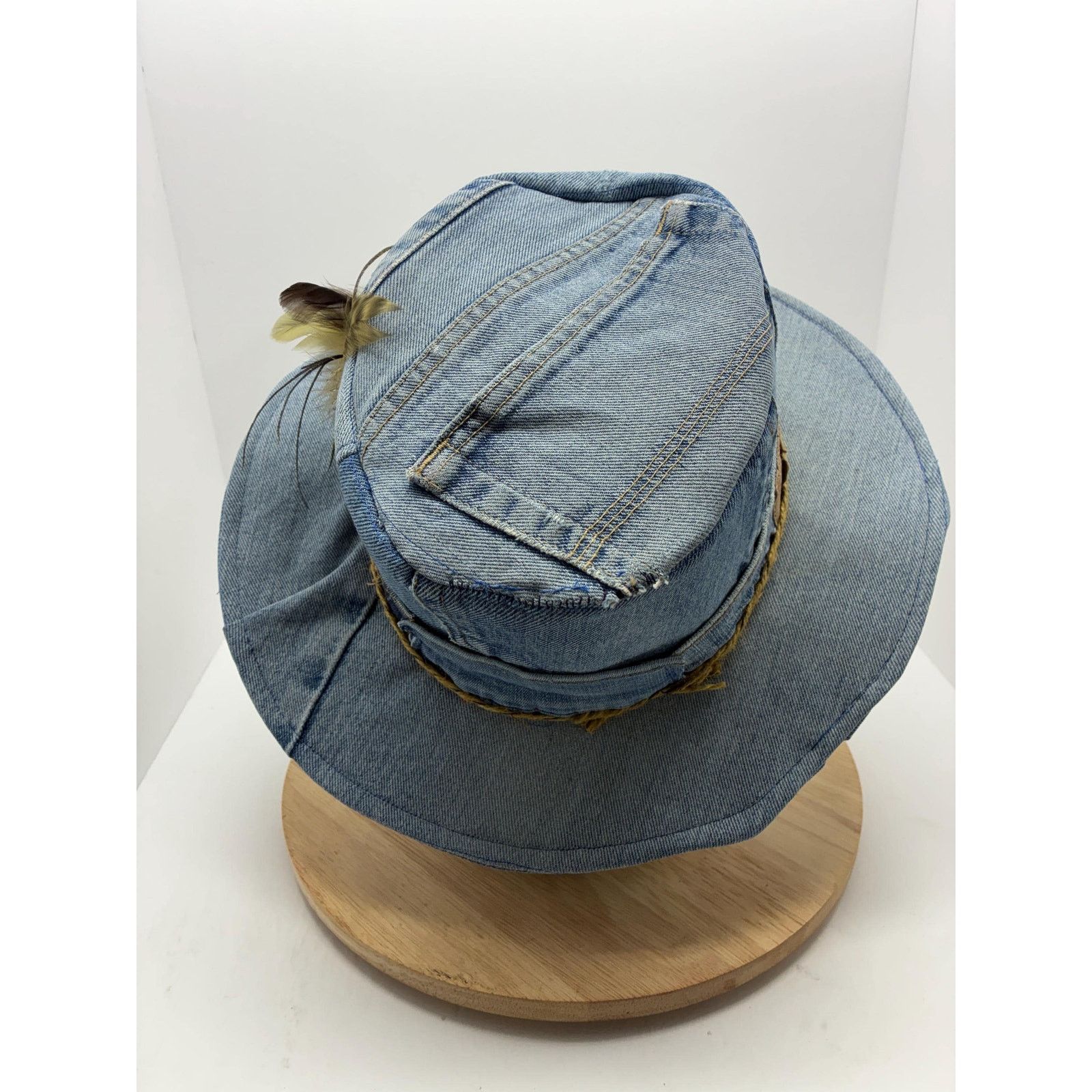 Other Handmade Upcycled Levi's Denim Bucket Hat – Pheasant Feather Size ONE SIZE - 5 Thumbnail