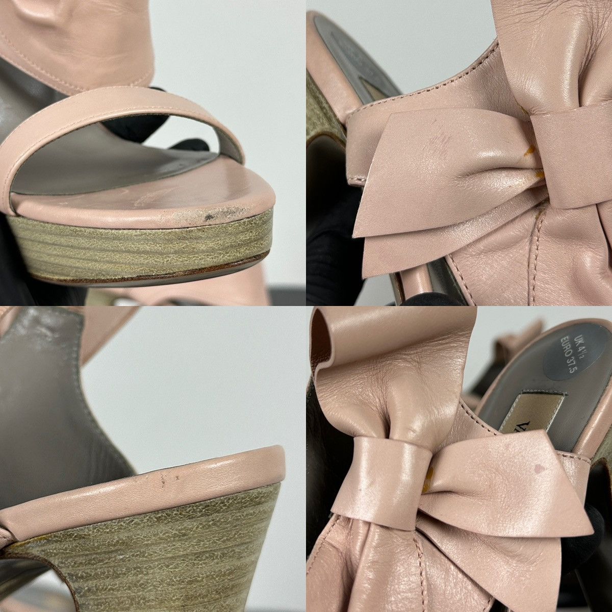 Valentino Valentino Garavani Pink Leather Bow Heel Sandals Platform Size US 7.5 / IT 37.5 - 24 Thumbnail