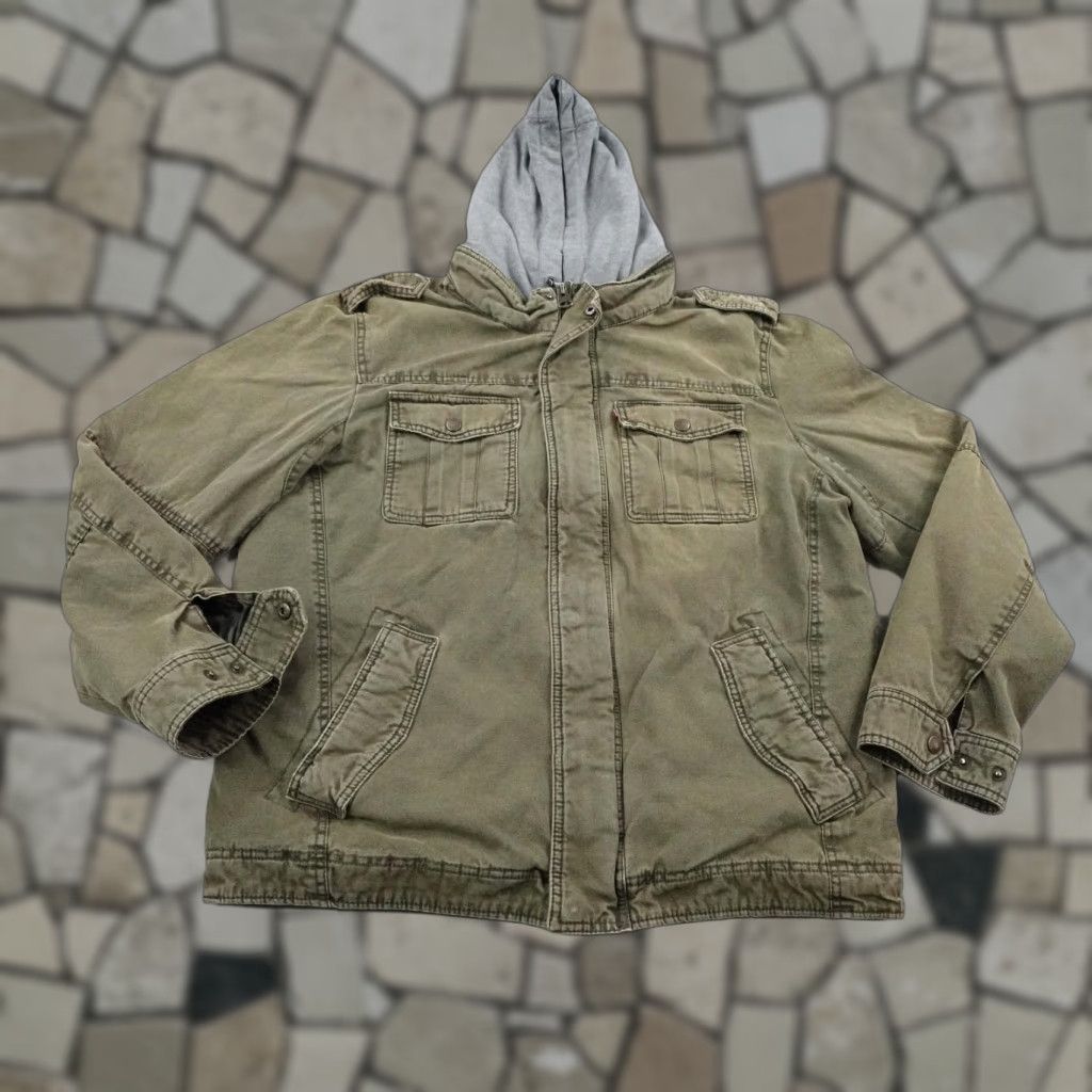 Levi's Levis Jacket Mens L Green Canvas Sherpa Lined Removable Hoodie Chore Coat Size US L / EU 52-54 / 3 - 1 Thumbnail