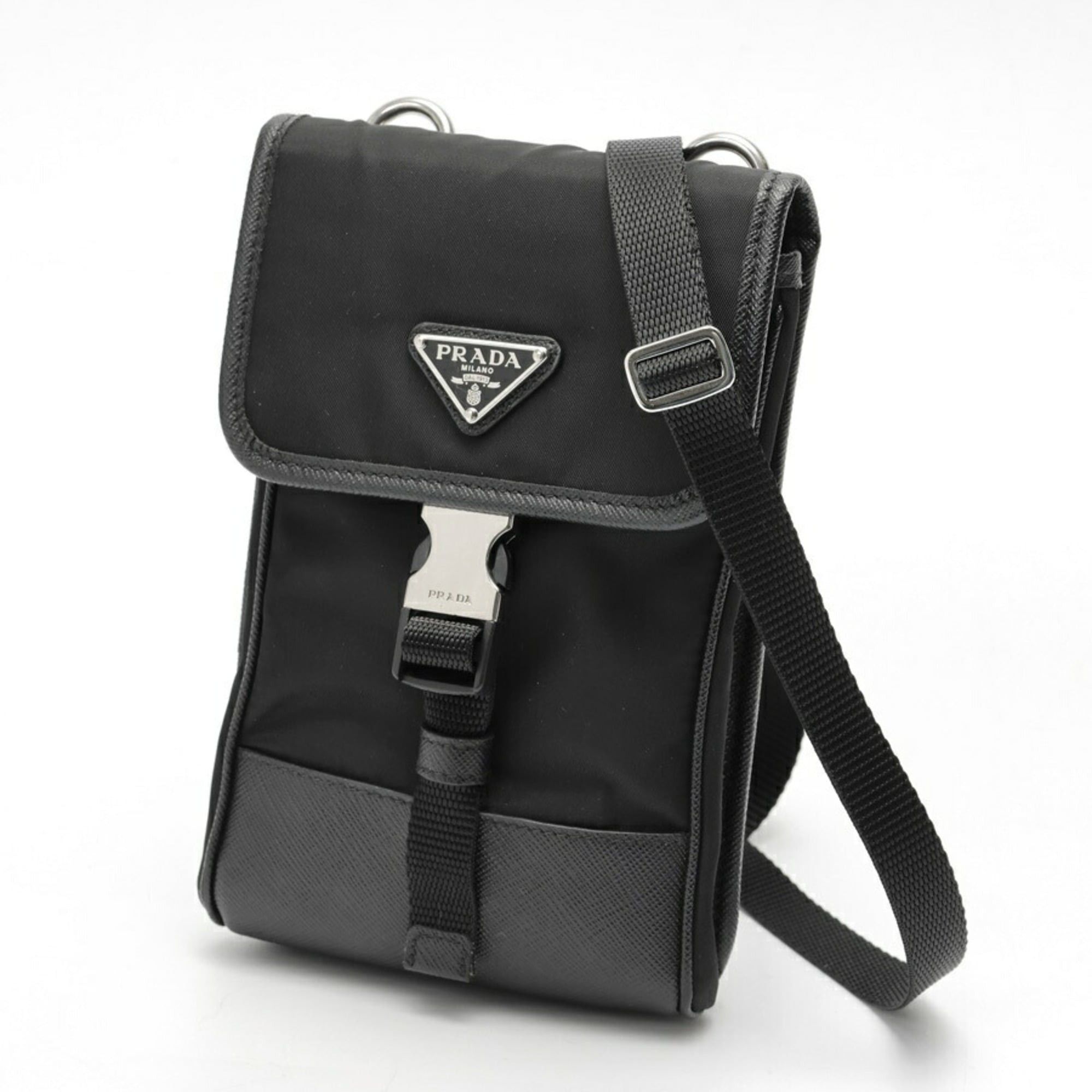 Prada Prada Re-Nylon x Saffiano Leather Smartphone Case Shoulder Pouch 2ZH109 Nylon Black Size ONE SIZE - 1 Thumbnail
