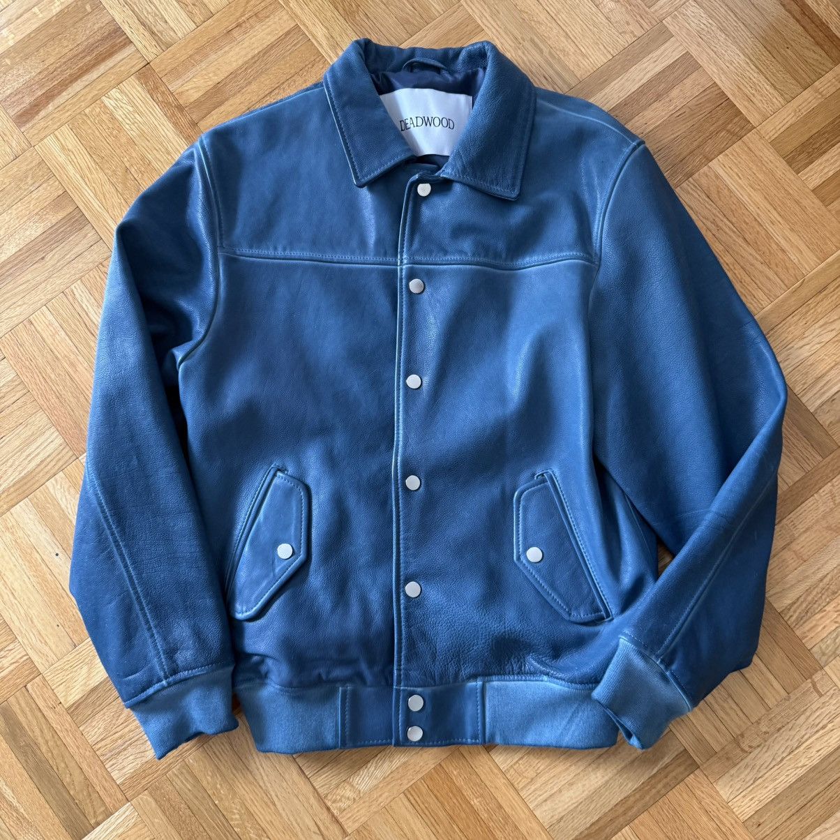 Deadwood Deadwood Coach Hand-dyed Blue Lambskin Leather Jacket Size US S / EU 44-46 / 1 - 1 Thumbnail
