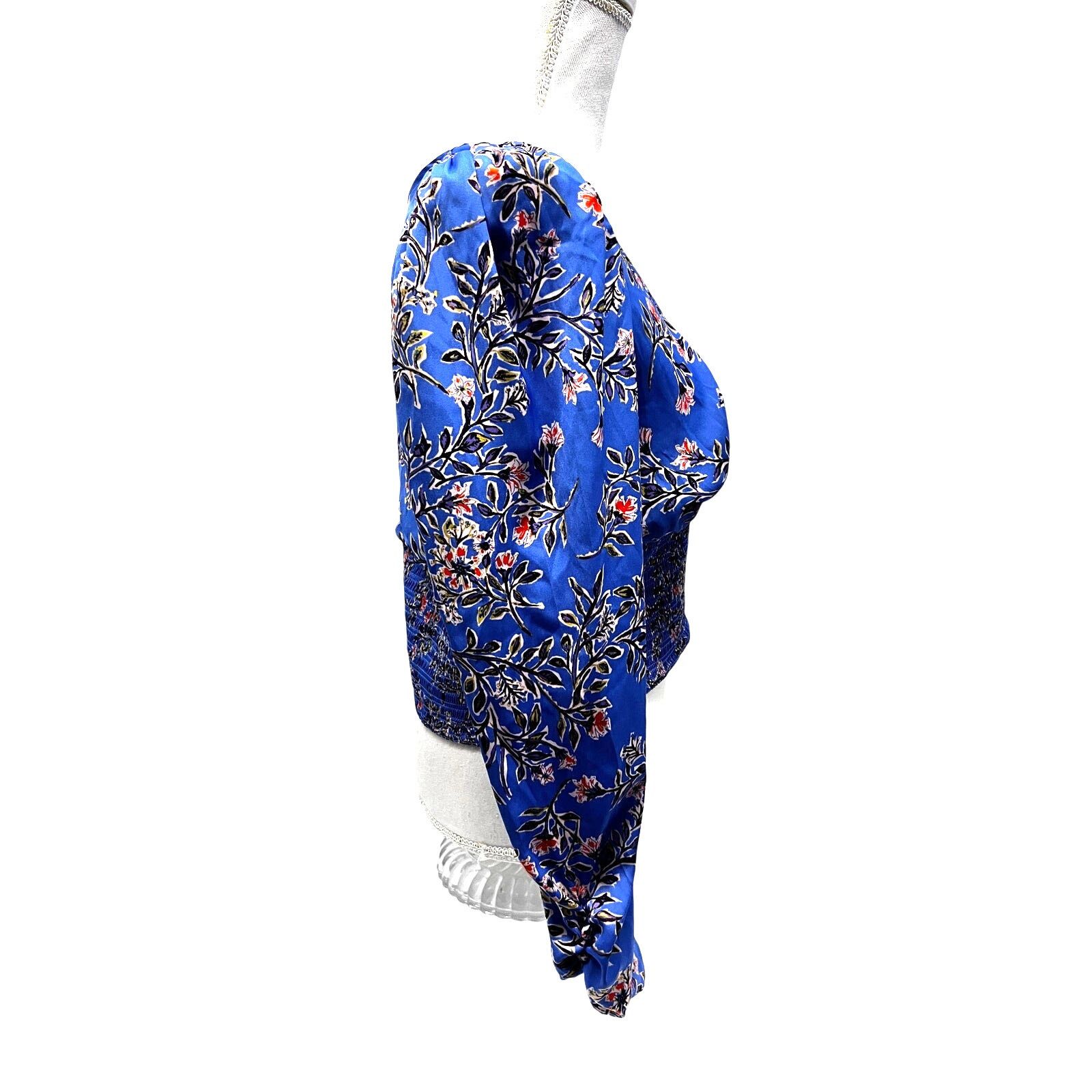 Free People Free People Santiago Blue Floral Boho Peasant Crop Top Large Size L / US 10 / IT 46 - 4 Thumbnail