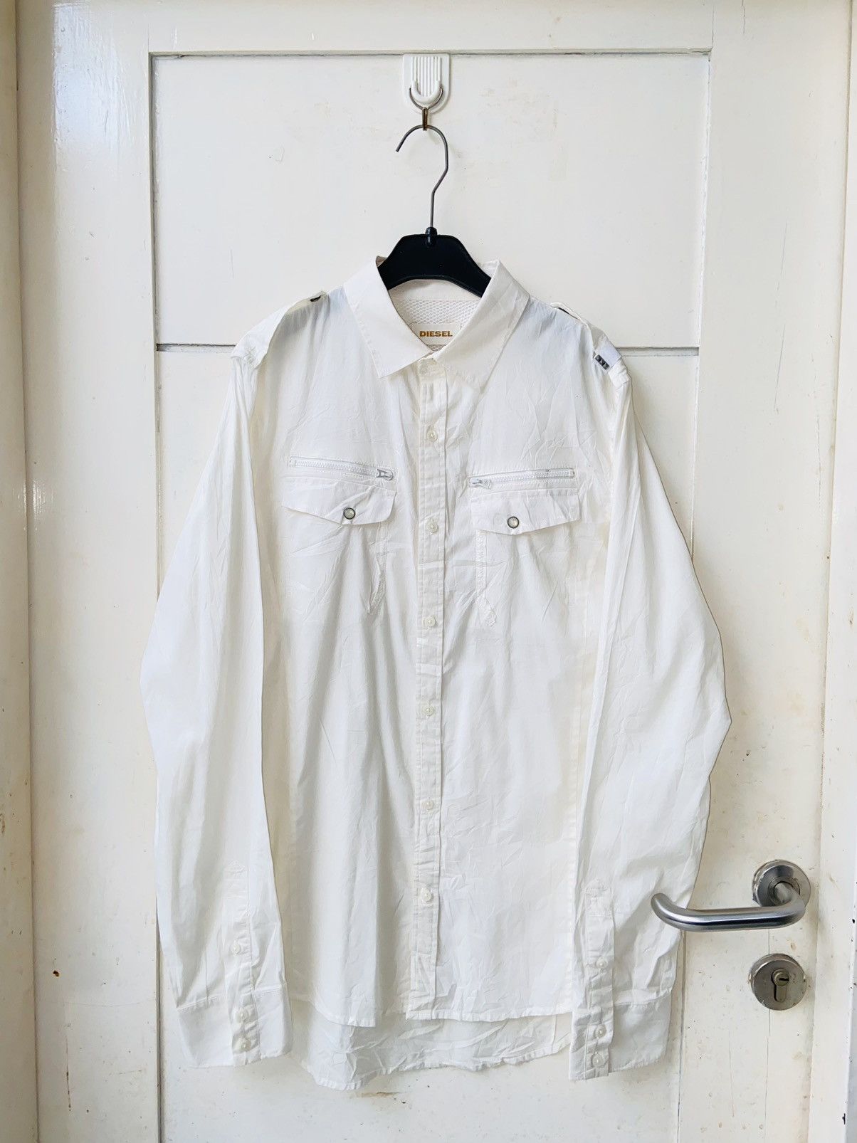 DIESEL White Shirt Slim Fit Size M