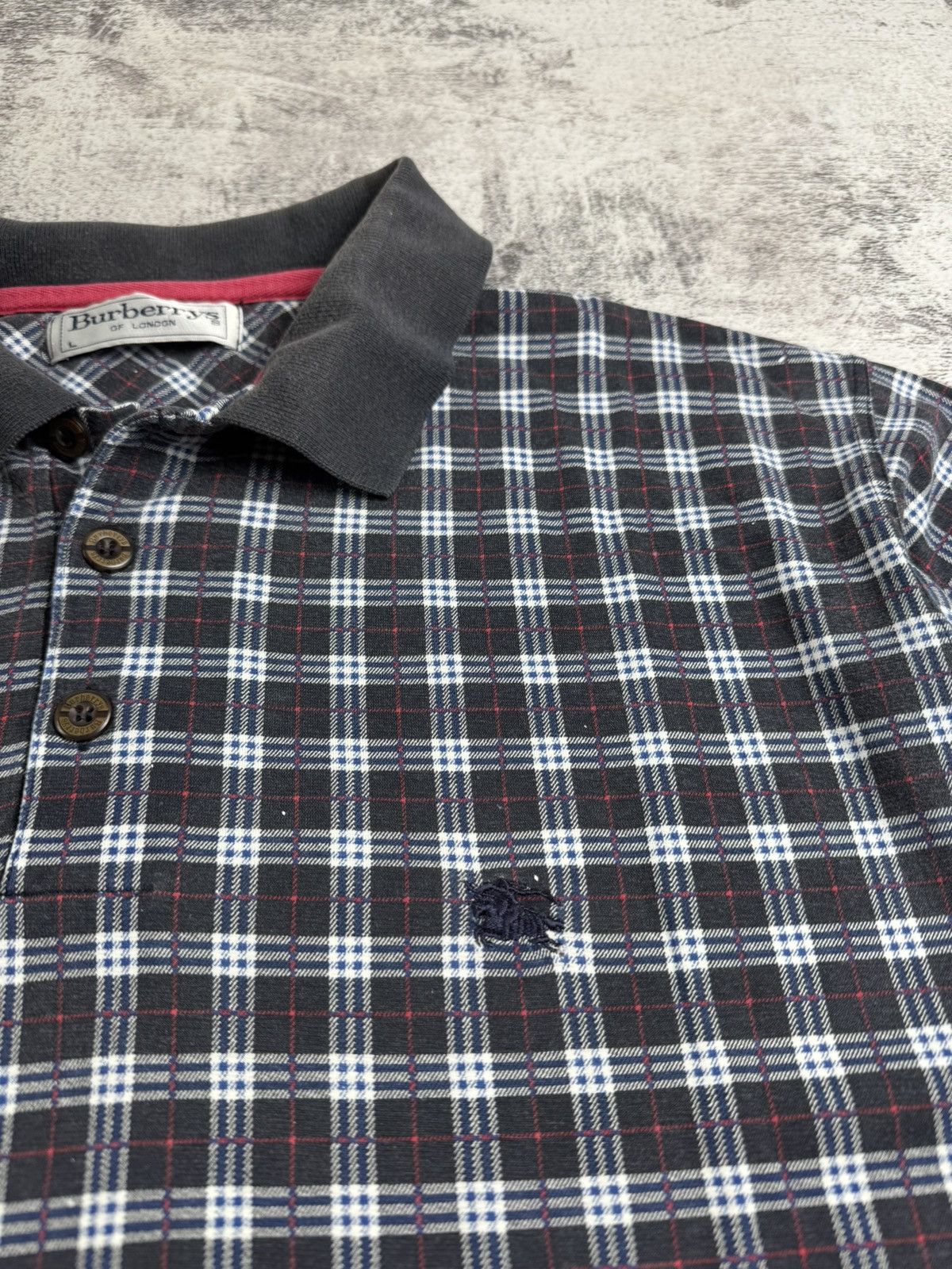 Burberry Burberrys London Men’s Large Monogram Nova Checked Jersey Retro Polo T Shirt Tee Size US L / EU 52-54 / 3 - 8 Thumbnail