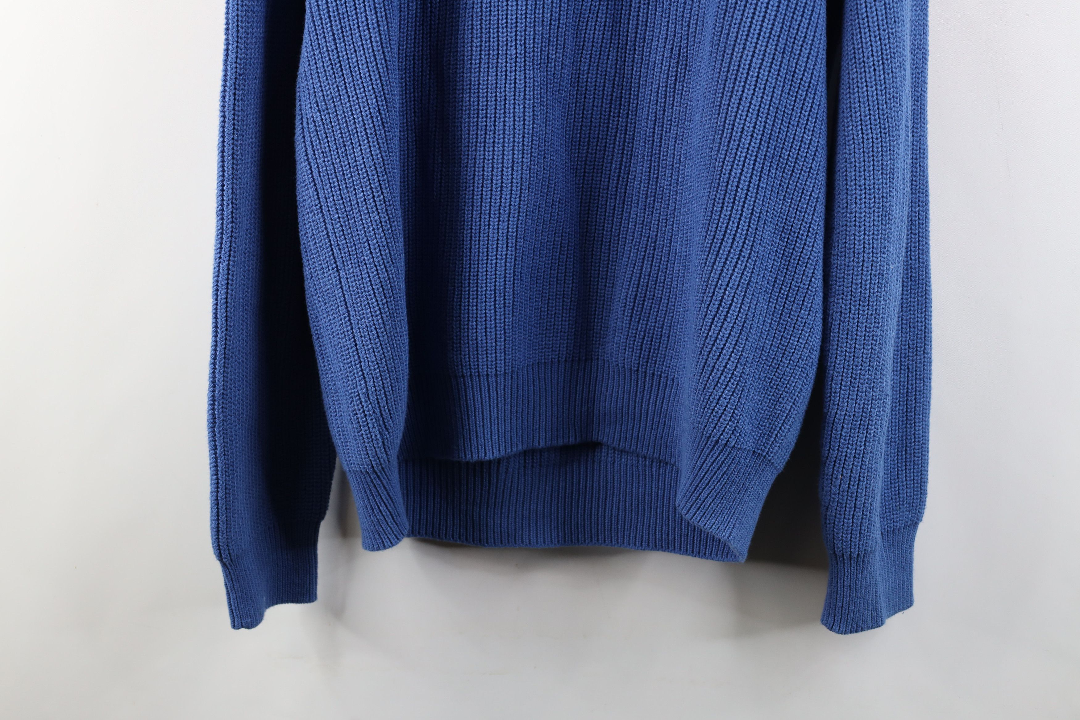 Lands' End Vintage 90s Lands End Cotton Ribbed Knit Sweater Blue USA Size US L / EU 52-54 / 3 - 10 Thumbnail