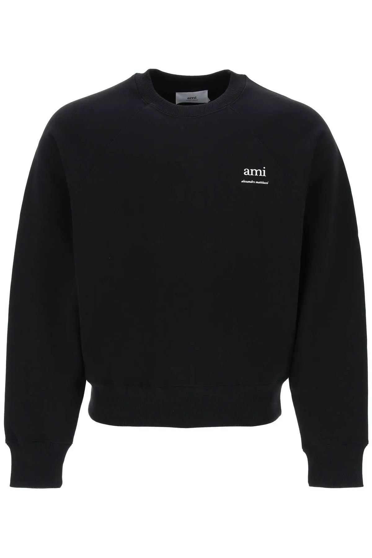 image of Ami O1S22I1N0324 Organic Cotton Crewneck Sweatshirt In Black, Women's (Size Small)
