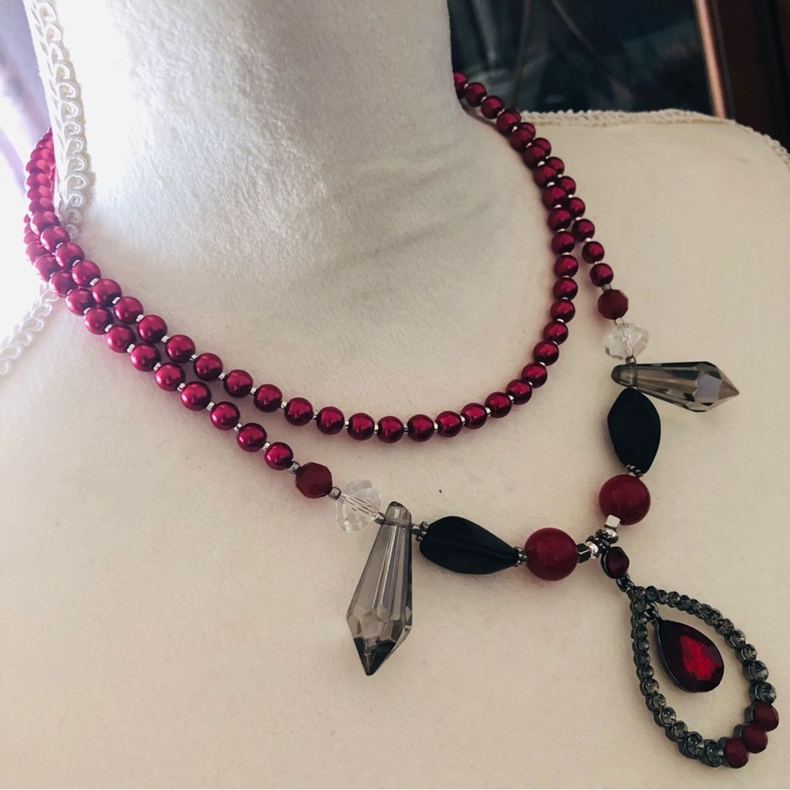 Handmade Handcrafted repurpose chalcedony Pearl necklace Size ONE SIZE - 3 Thumbnail