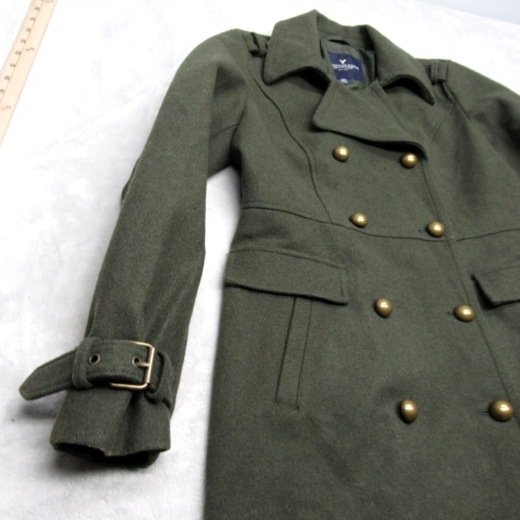 American Eagle Outfitters American Eagle Coat Wool Blend Double Breast Insulated Jacket Women Small Green Size S / US 4 / IT 40 - 7 Thumbnail