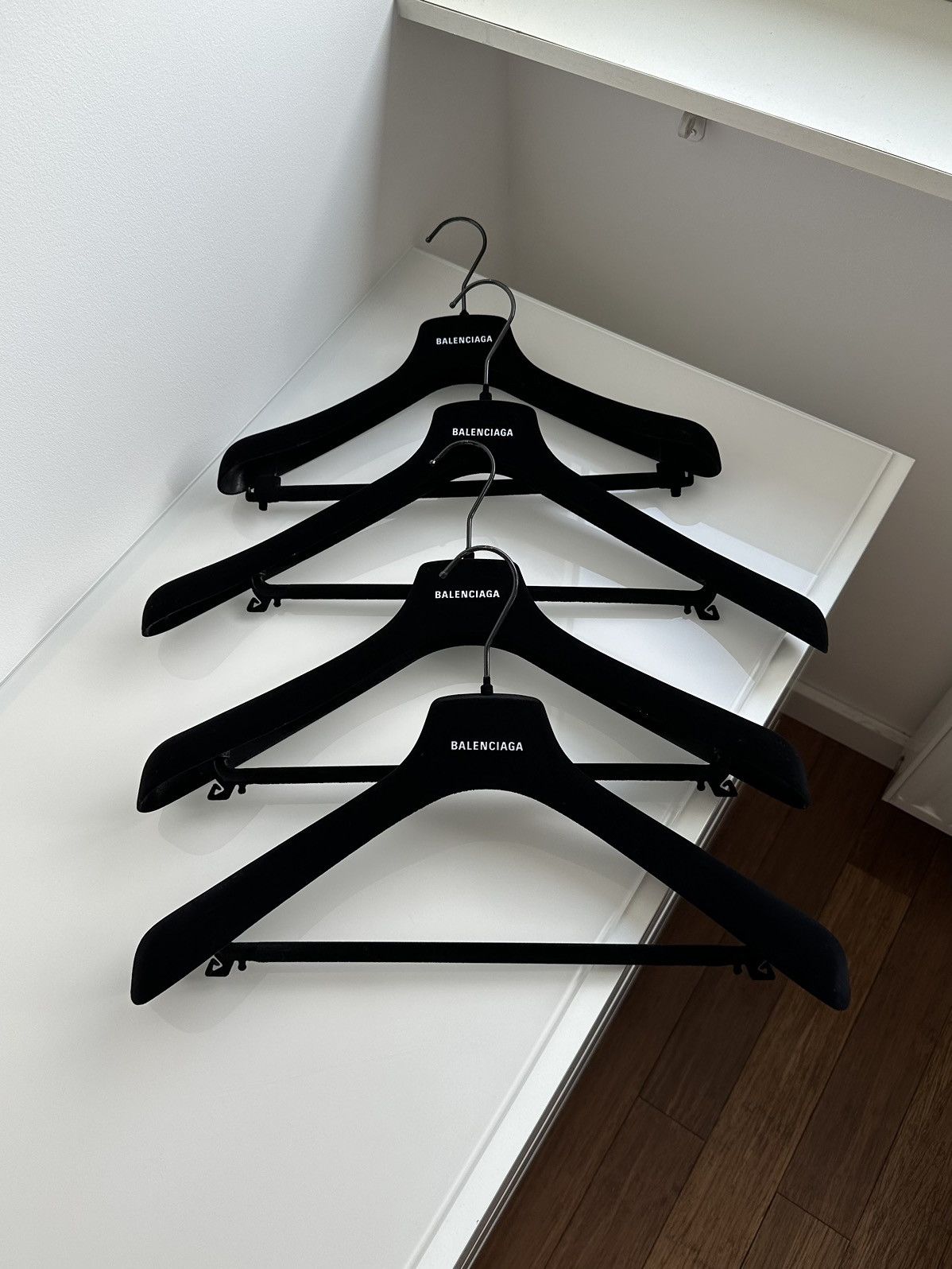 image of Balenciaga Premium Made In Italy Metal Velour Black Hangers, Men's
