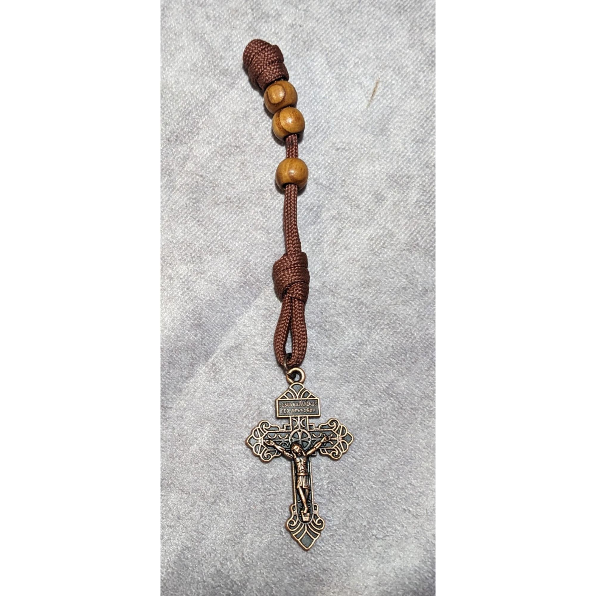Other Olive Wood Beaded Copper tone Mini/Pocket Rosary Size ONE SIZE - 3 Thumbnail