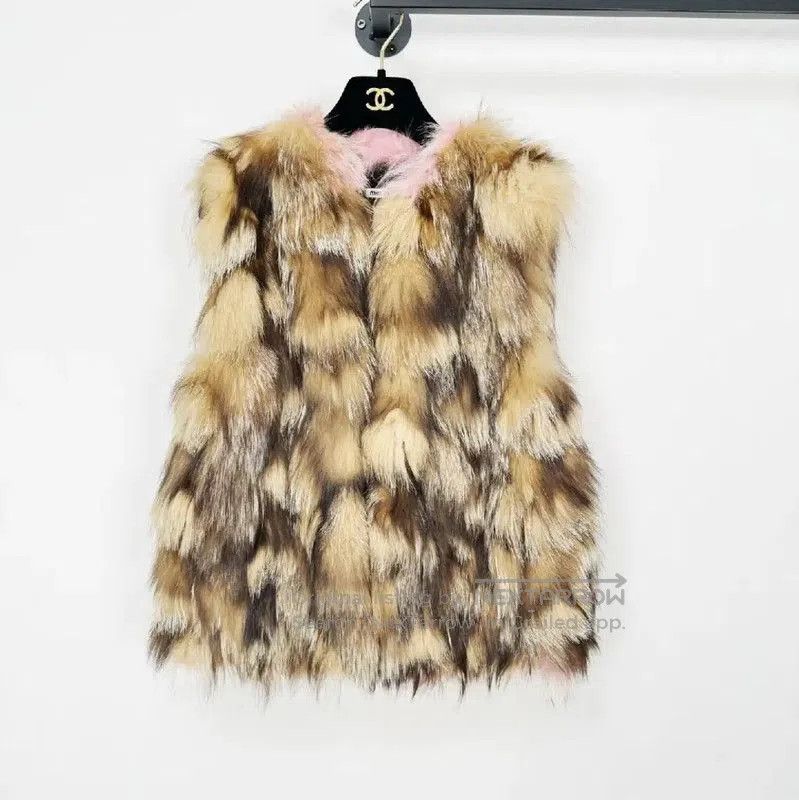 Miu Miu Color-Blocked Fur Cardigan for Women .