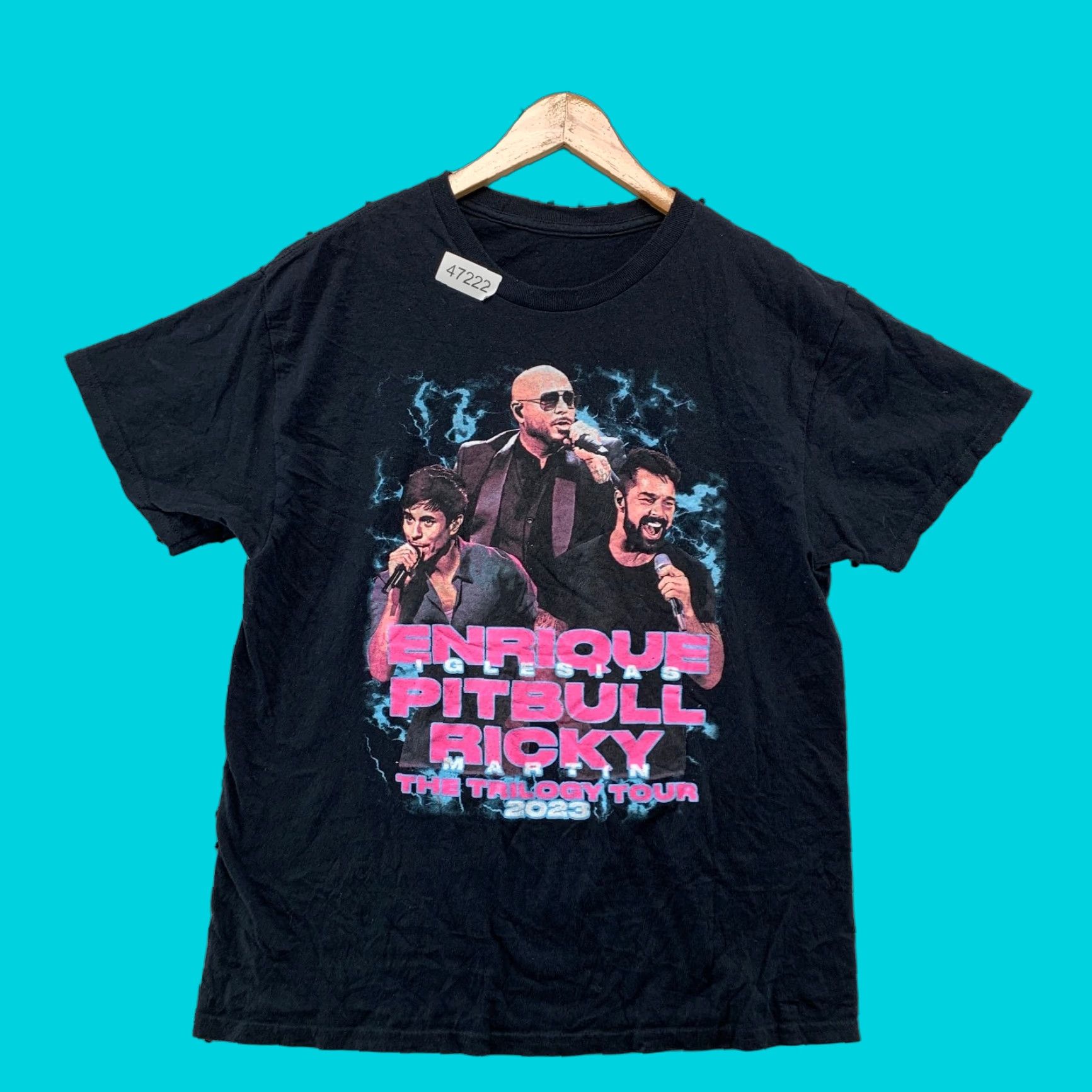 Vintage Putbull Trilogy Tour T Shirt Mens M Black Enrique Iglesias Ricky Tour 2023 Graphic Print Cotton Short Sleeve Crew Neck Music Shirt Size US M / EU 48-50 / 2 - 1 Thumbnail