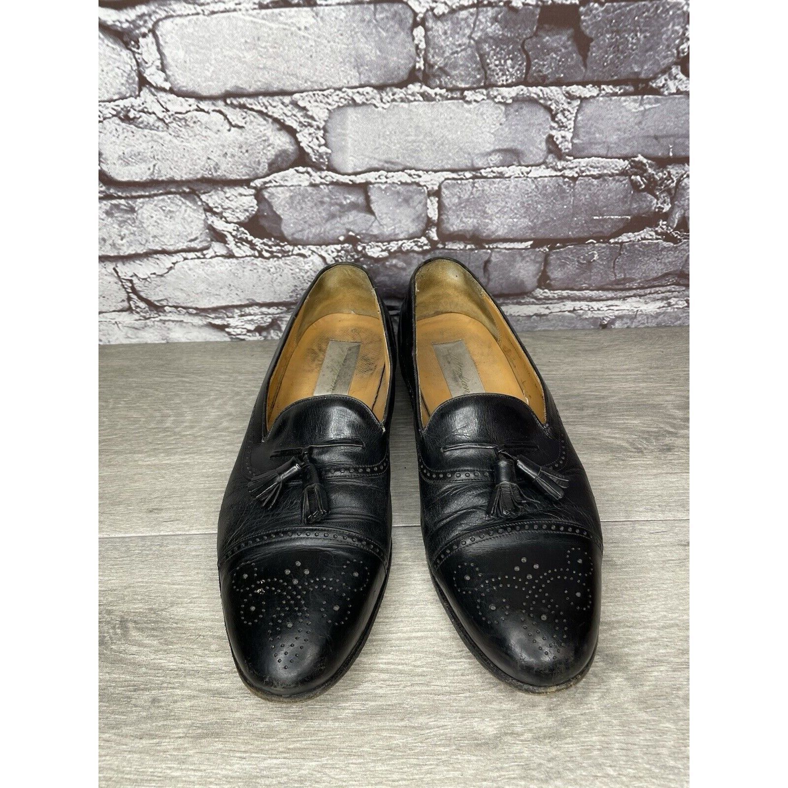 Mezlan MEZLAN HAVANA Black Leather Wingtip Tassel Loafers Shoes Men Size US 10.5 / EU 43-44 - 2 Thumbnail