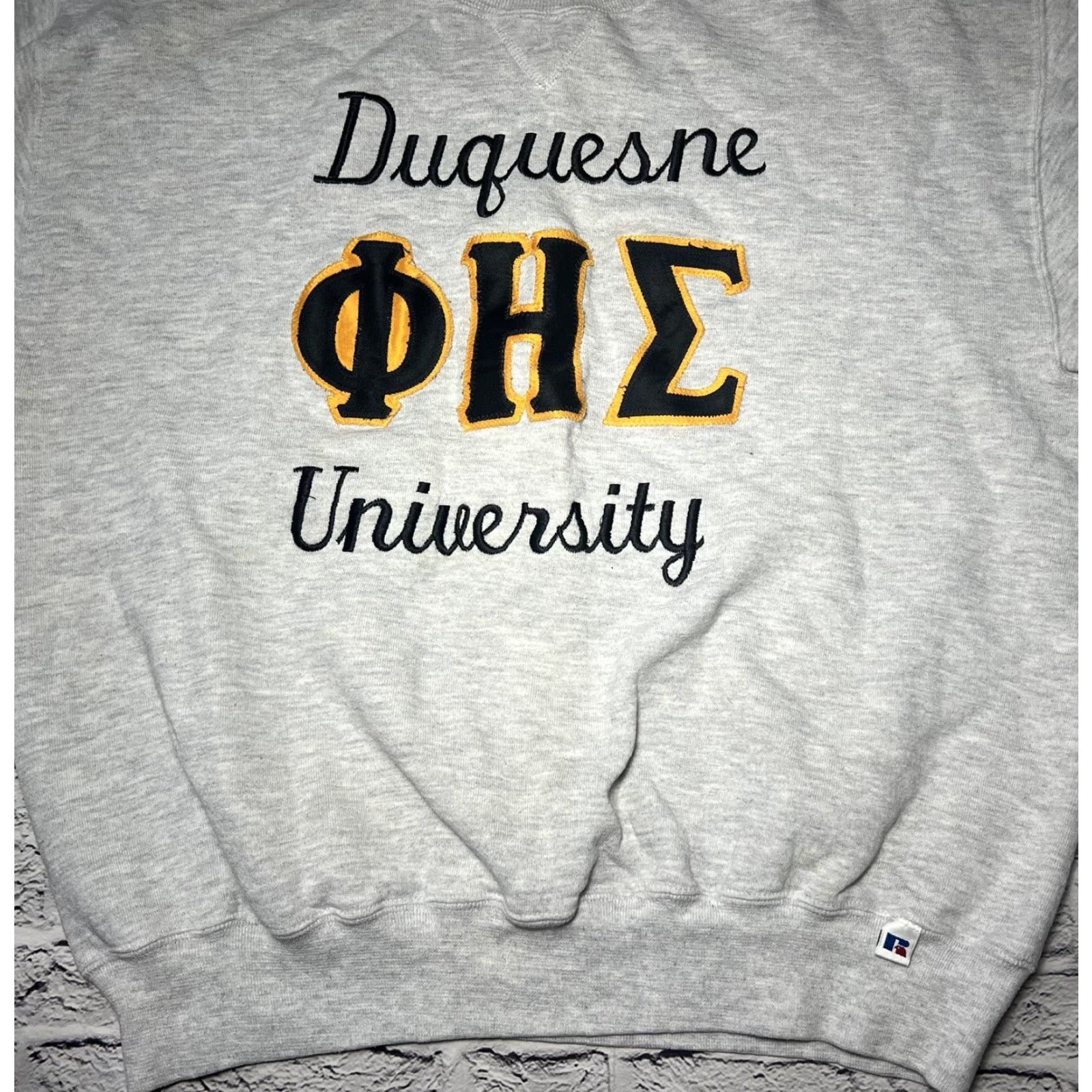Russell Athletic VINTAGE Duquesne University Russell Sweatshirt Shirt Unisex Adults L Gray 90s Phi Eta Sigma Frat Graphic Print College University Sweatshirt Size US L / EU 52-54 / 3 - 2 Thumbnail