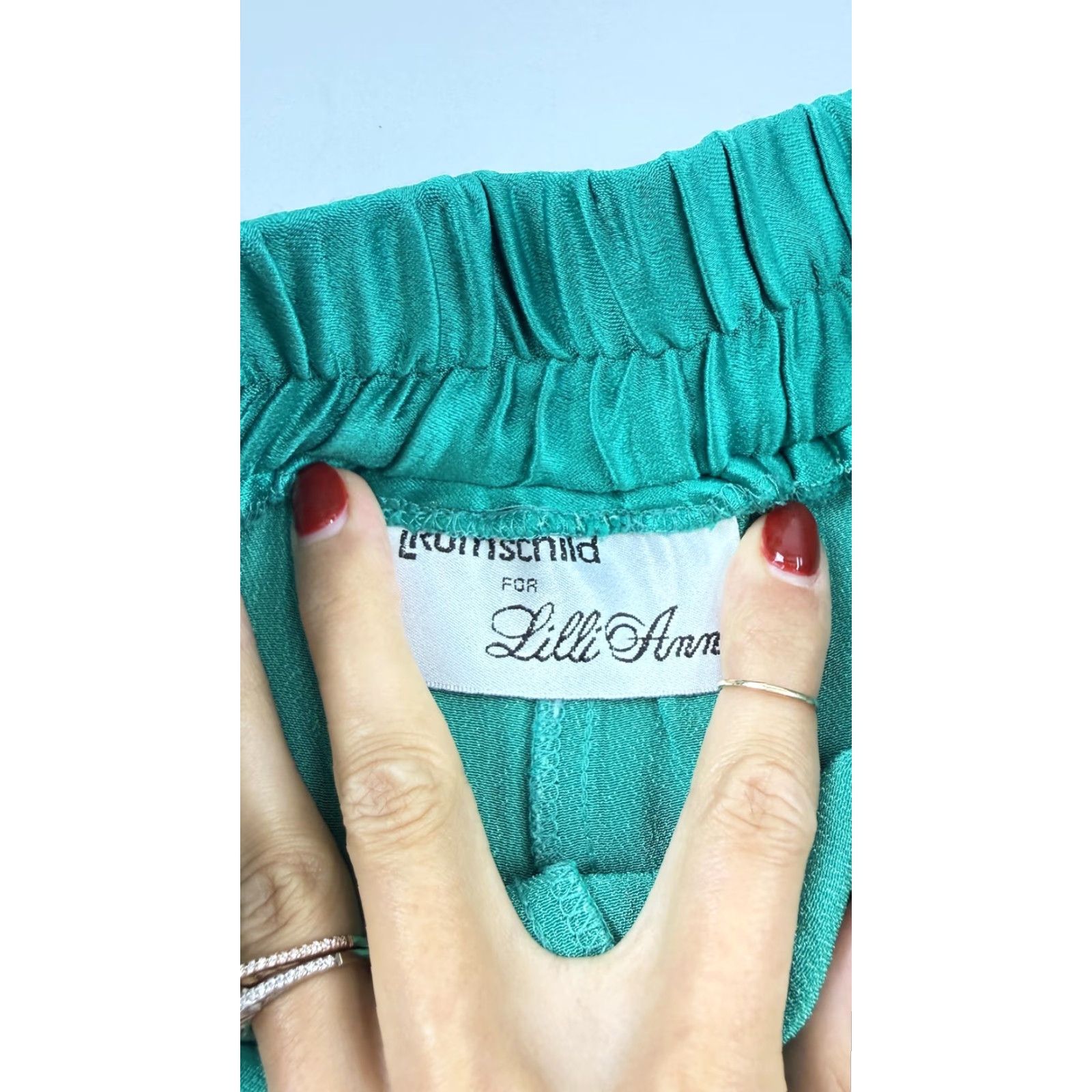 Vintage VINTAGE Rothschild Lilli Ann Pants Womens Small Green Satin Tapered 80s Size 40" / US 18 - 5 Thumbnail