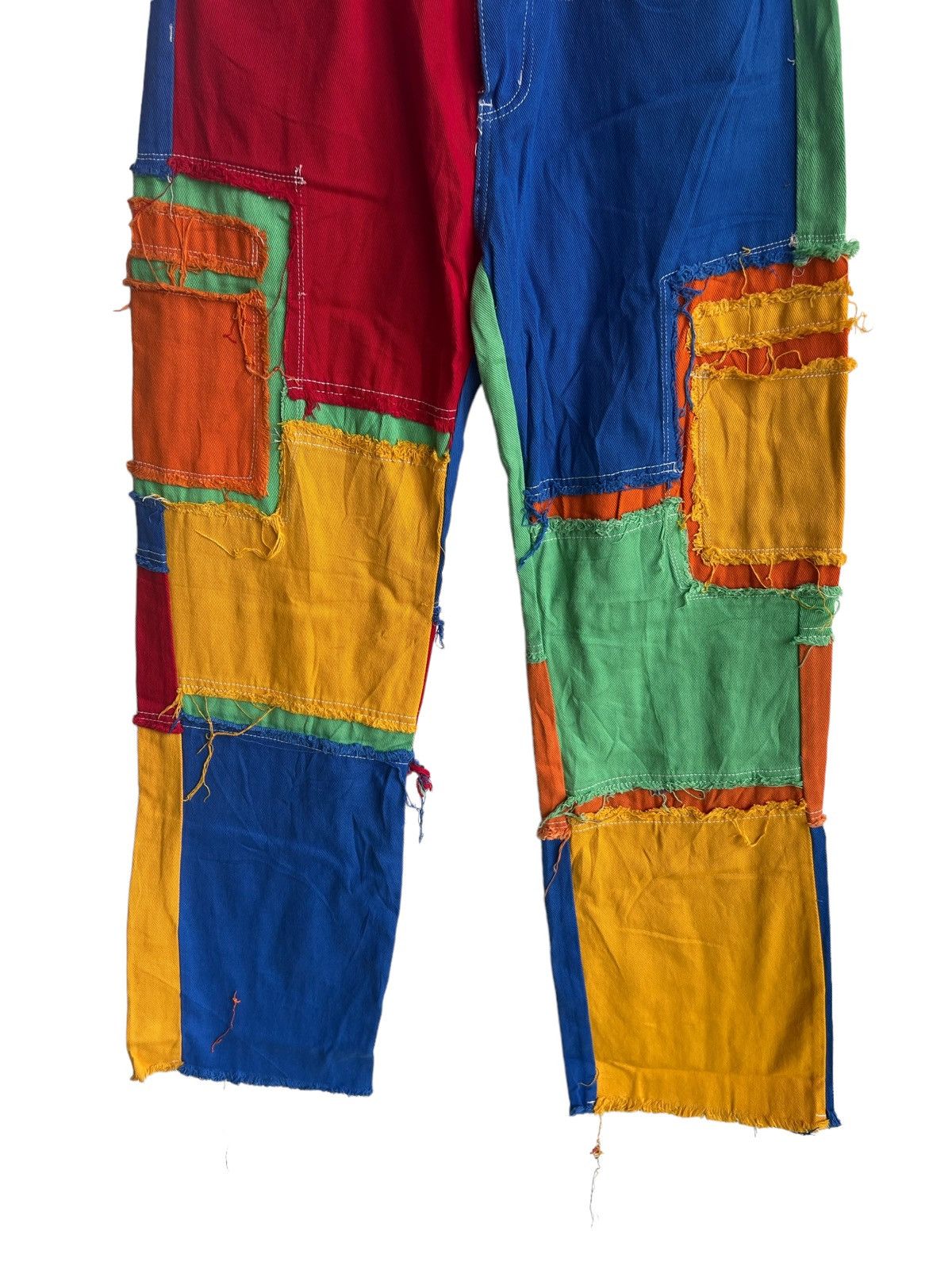 Japanese Brand Insane Beautiful Crazy Patchwork Multicolor Baggy Denim Jean Size US 33 - 5 Thumbnail