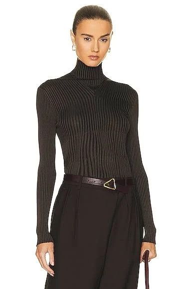 Bottega Veneta o1loc1c0324 715441 Plissé Jumper in Brown Size M / US 6-8 / IT 42-44 - 4 Thumbnail