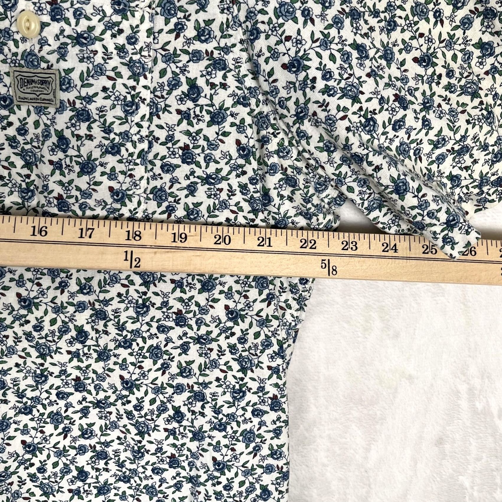 Vintage Denim & Supply Ralph Lauren Shirt Mens XL Blue Floral Short Sleeve Button Casual Size US XL / EU 56 / 4 - 4 Thumbnail