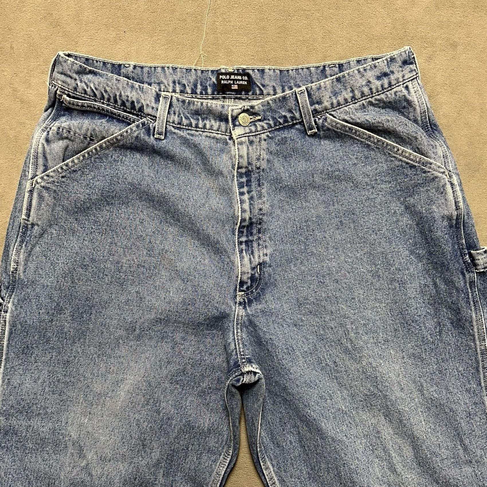 Polo Ralph Lauren VINTAGE Polo Ralph Lauren Jeans Mens 38x32 Carpenter Painter Pant Blue 90s Baggy Relaxed Fit Solid Denim Size US M / EU 48-50 / 2 - 4 Thumbnail