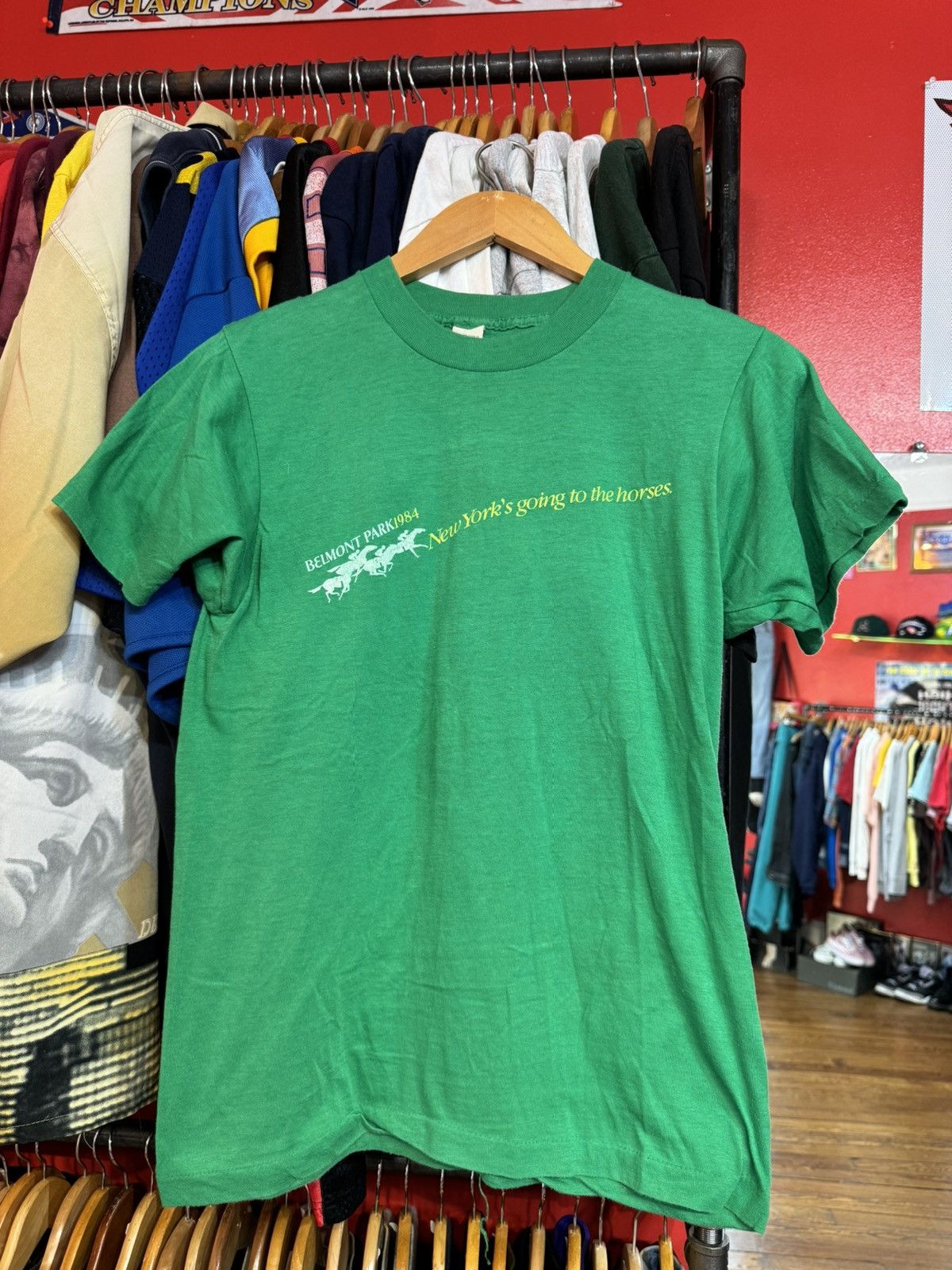 Band Tees × Vintage 1984 Belmont Park Horse New York Vintage 80’s T-Shirt Size US M / EU 48-50 / 2 - 2 Thumbnail