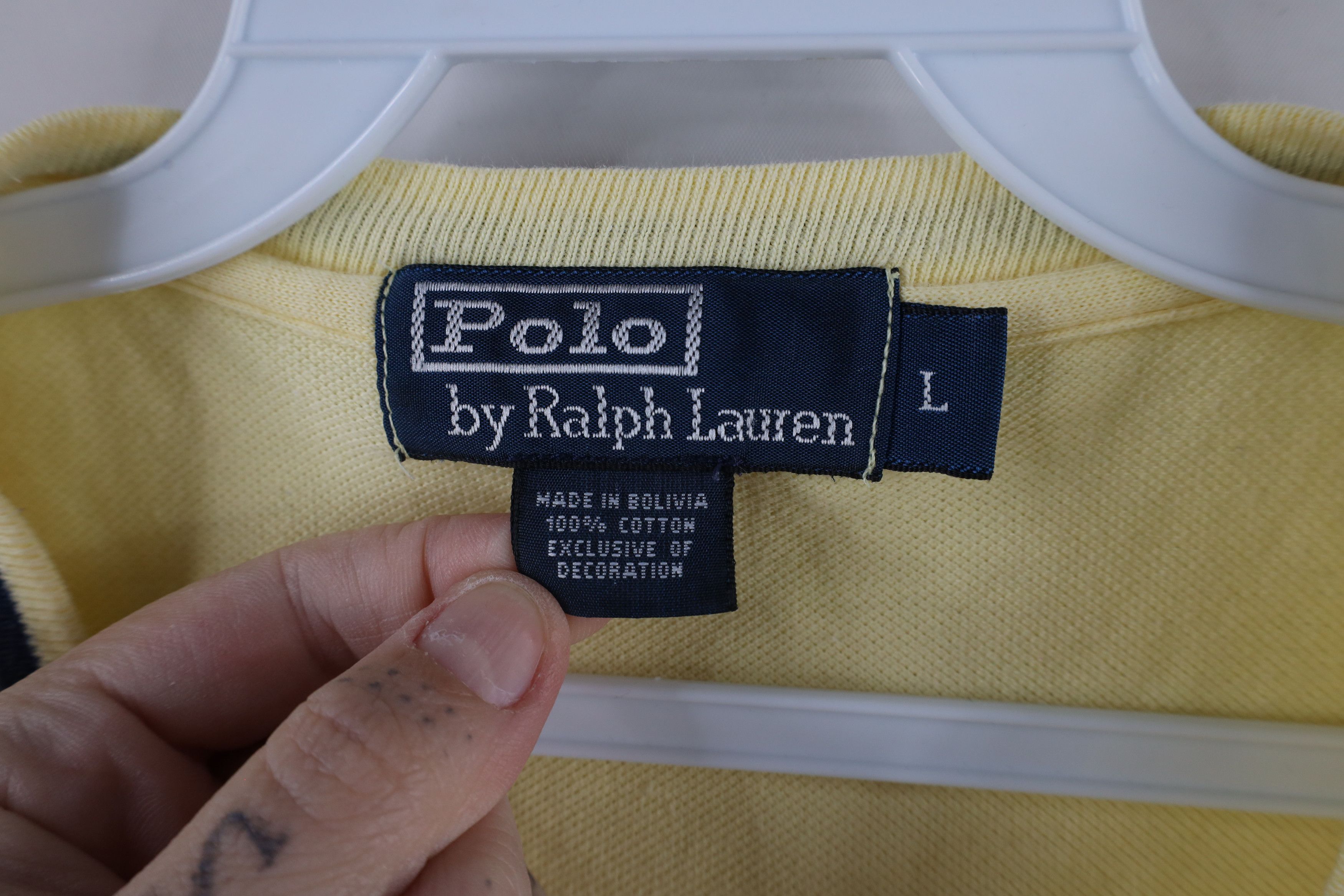 Ralph Lauren × Vintage Vintage 90s Ralph Lauren Ringer V-Neck T-Shirt Yellow Size US L / EU 52-54 / 3 - 5 Thumbnail