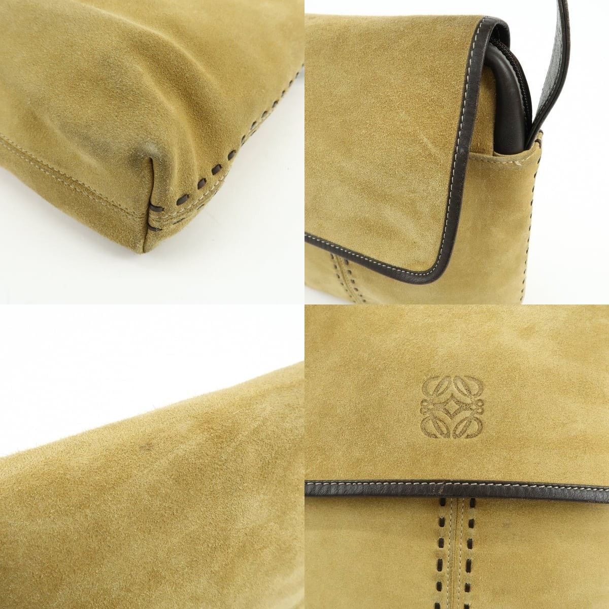Loewe Loewe Anagram Suede Shoulder Bag Tan Size ONE SIZE - 5 Thumbnail