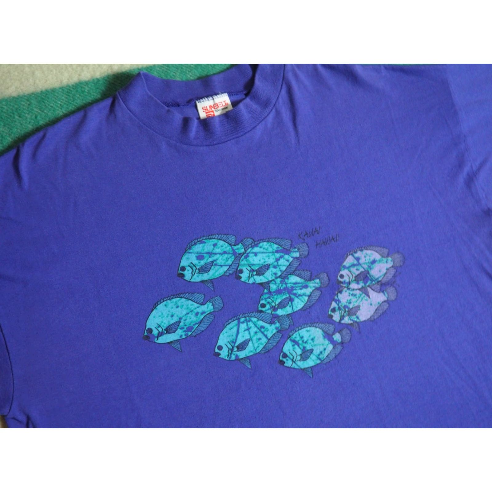 Vintage VTG 80s Sunbelt Kauai Hawaii Fish Nature USA Made Purple Tee T-Shirt Womens XL Size XL / US 12-14 / IT 48-50 - 3 Thumbnail