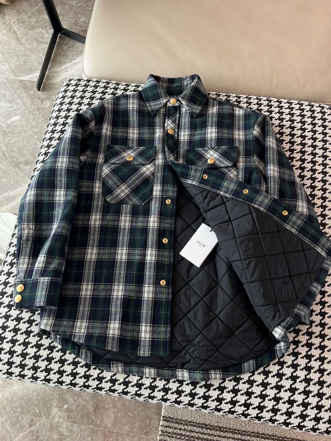 Celine Celine New Check Cotton Coat Size XXS / US 00 / IT 34 - 1 Thumbnail