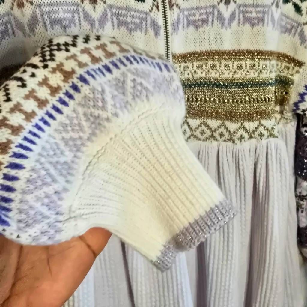 Free People Free People Cozy Cottage Metallic Thermal Sweater White Gold Size XS / US 0-2 / IT 36-38 - 8 Thumbnail