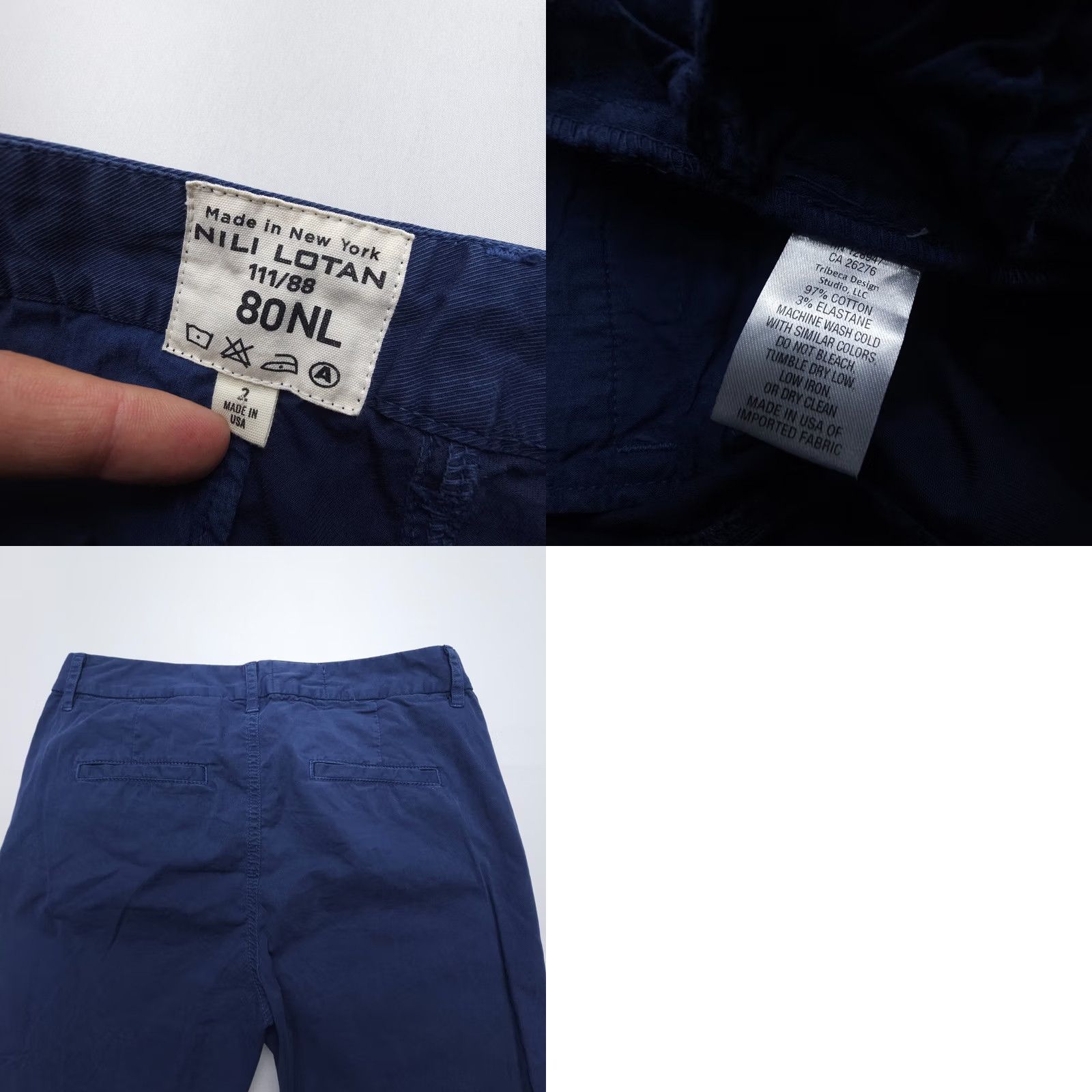 Nili Lotan Nili Lotan Montauk Pants 2 Marine Blue Chino Crop Cotton Blend Stretch Straight Fall (Mens) Size 26" / US 2 / IT 38 - 8 Thumbnail