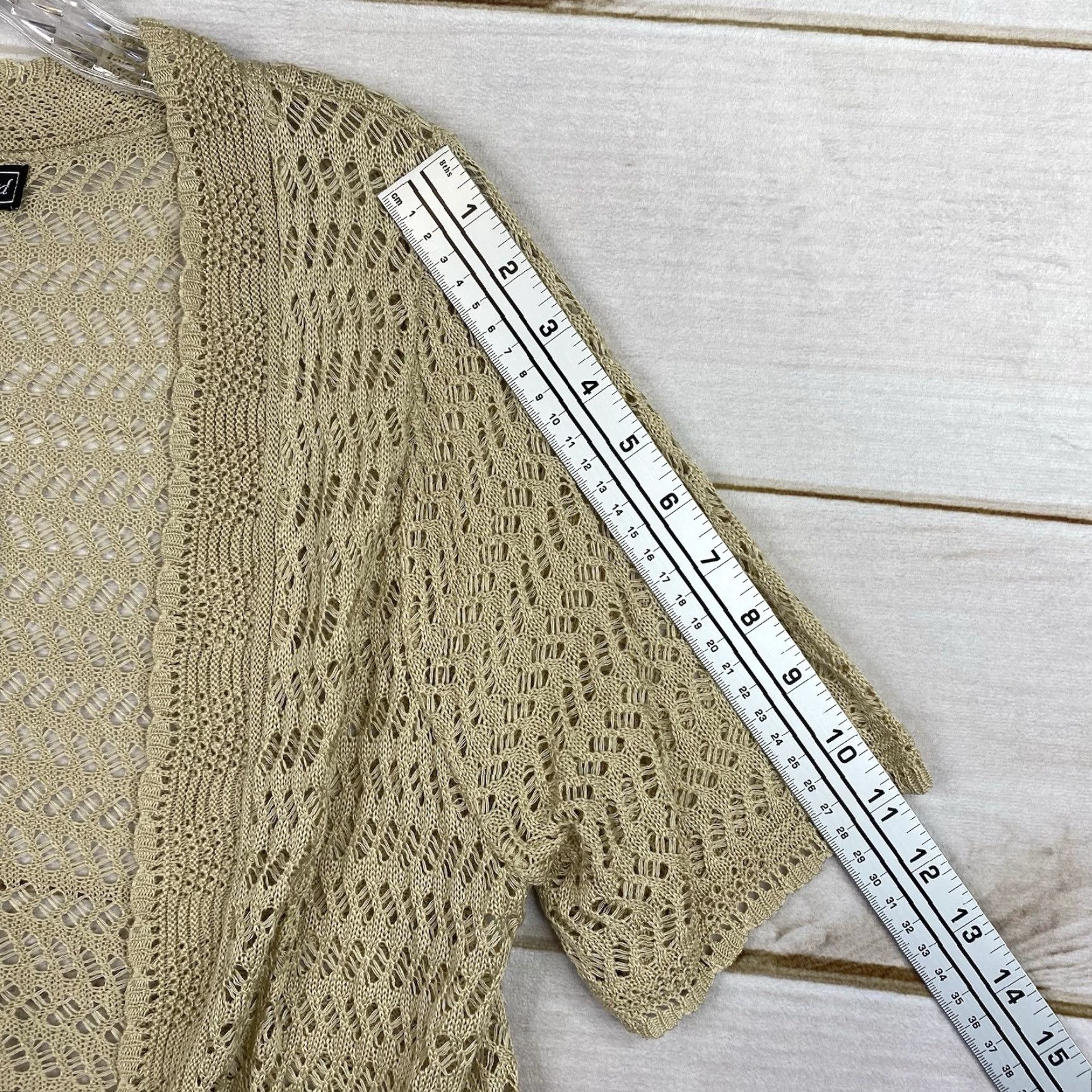 Vintage VINTAGE Jessica Howard Cardigan Womens 2XL Beige Crochet Shrug Open-Knit V-Neck Short Sleeve Size XXL / US 16-18 / IT 52-54 - 7 Thumbnail