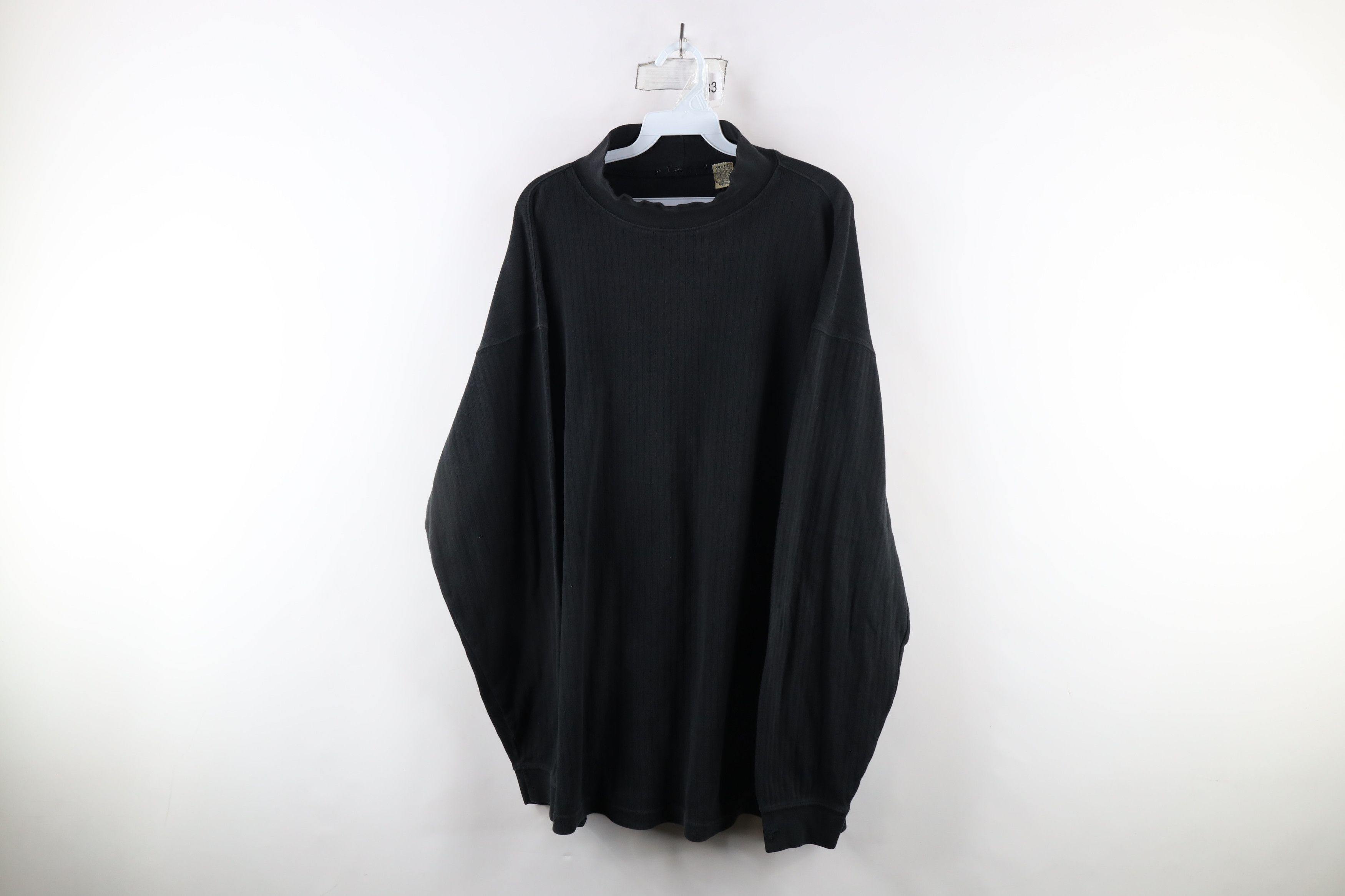 Vintage Vintage 90s Streetwear Ribbed Knit Mock Neck T-Shirt Black Size US XXL / EU 58 / 5 - 1 Thumbnail