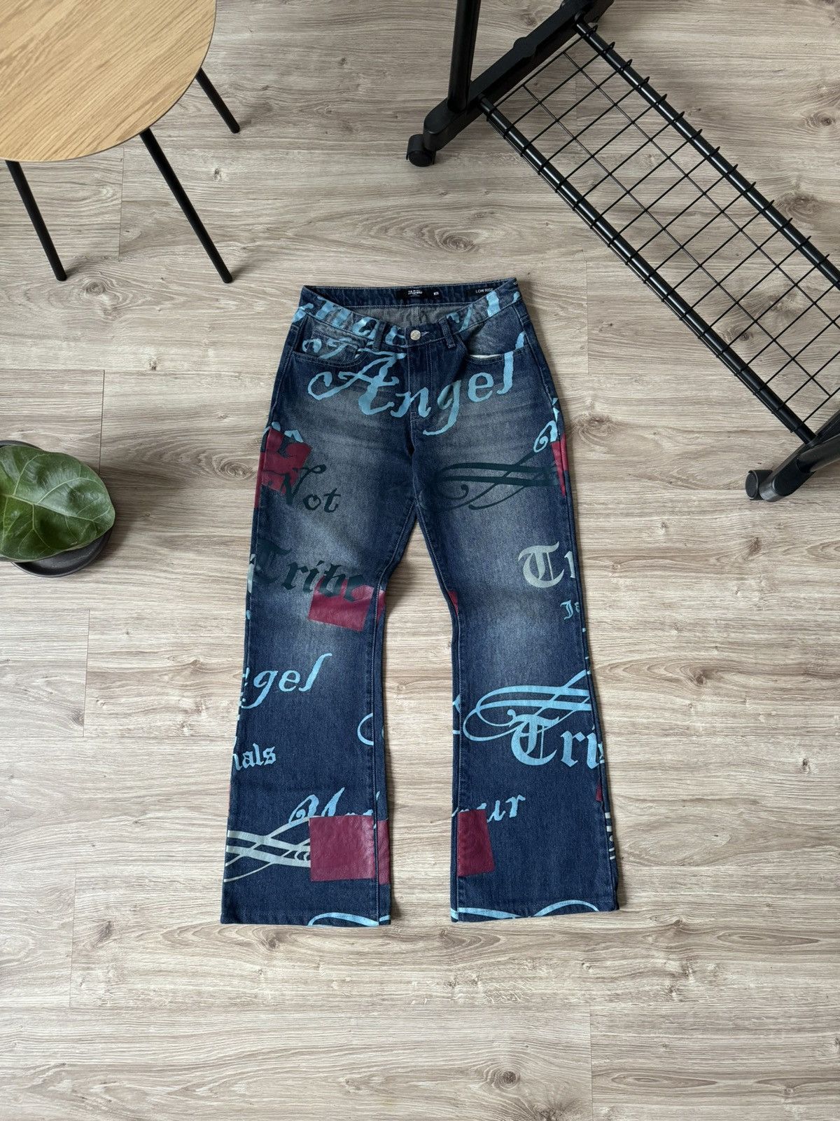 Jaded London Jaded London Angel Printed Flared Bootcut Low Rise Jeans Size 26" / US 2 / IT 38 - 1 Thumbnail