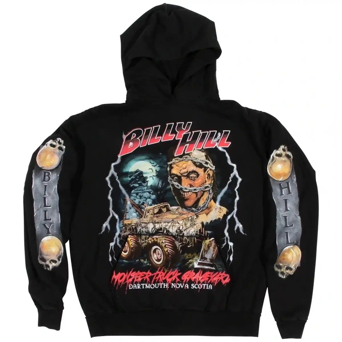 image of Billy Hill Monster Truck Graveyard Hoodie Size XL in Black, Men's