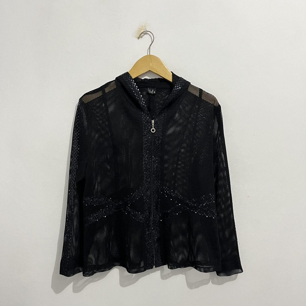 Japanese Brand Unique Gothic Emo Style Black Mesh Zip Up Jacket Size M / US 6-8 / IT 42-44 - 1 Thumbnail